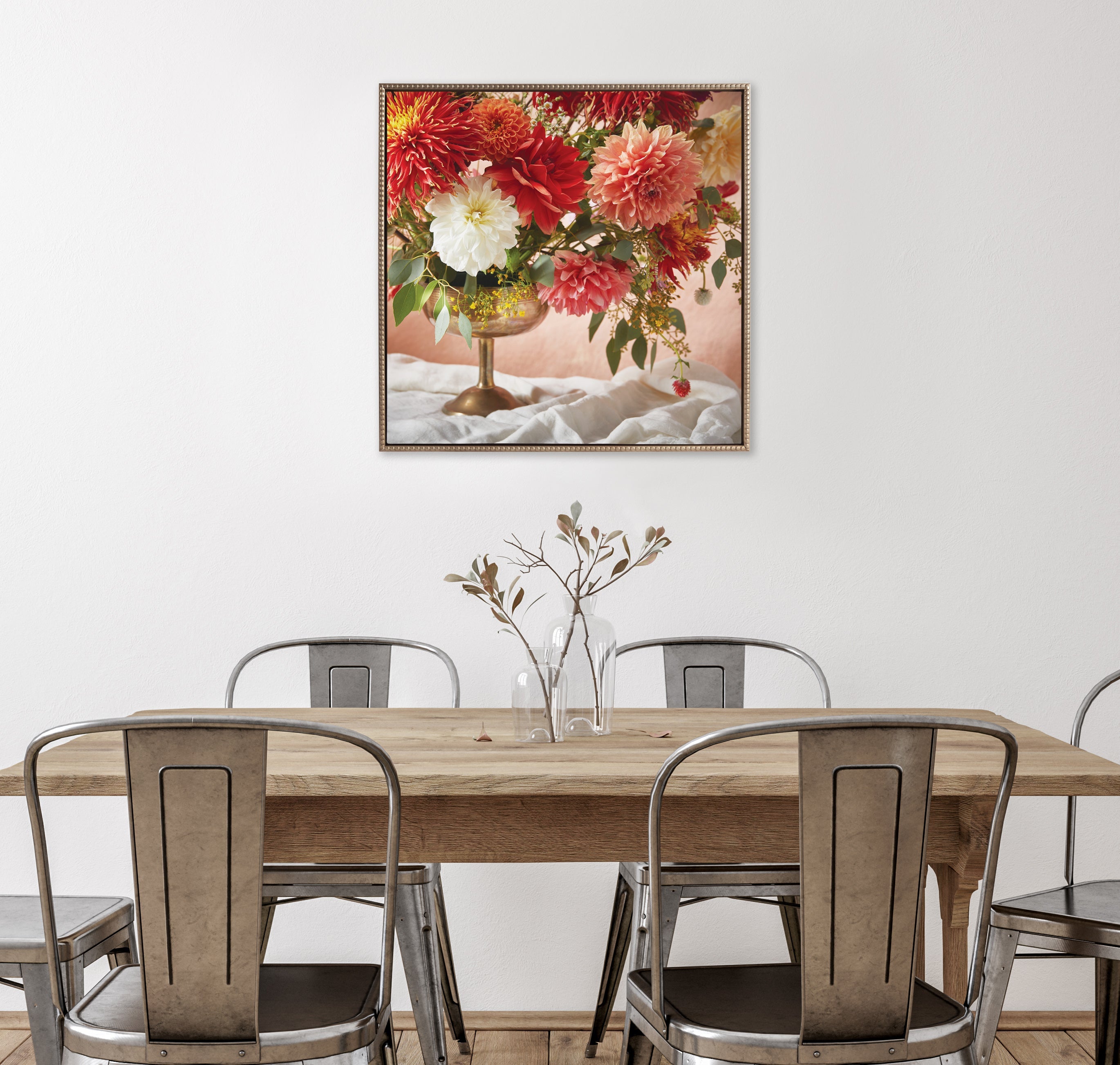 Sylvie Beaded Floral Study Rust Framed Canvas by Emiko and Mark Franzen of F2Images