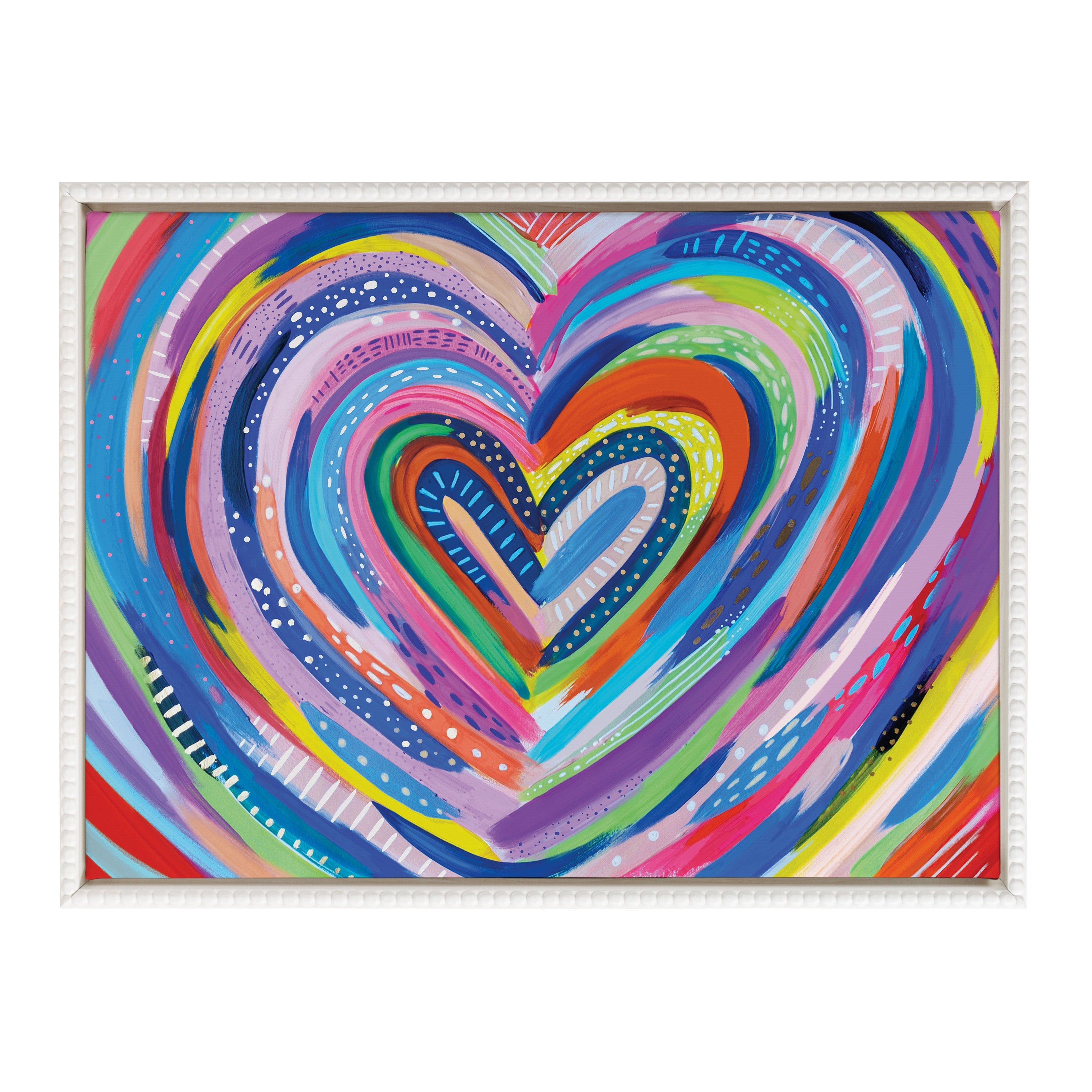 Sylvie Beaded EV Heart Burst 1 Framed Canvas by EttaVee