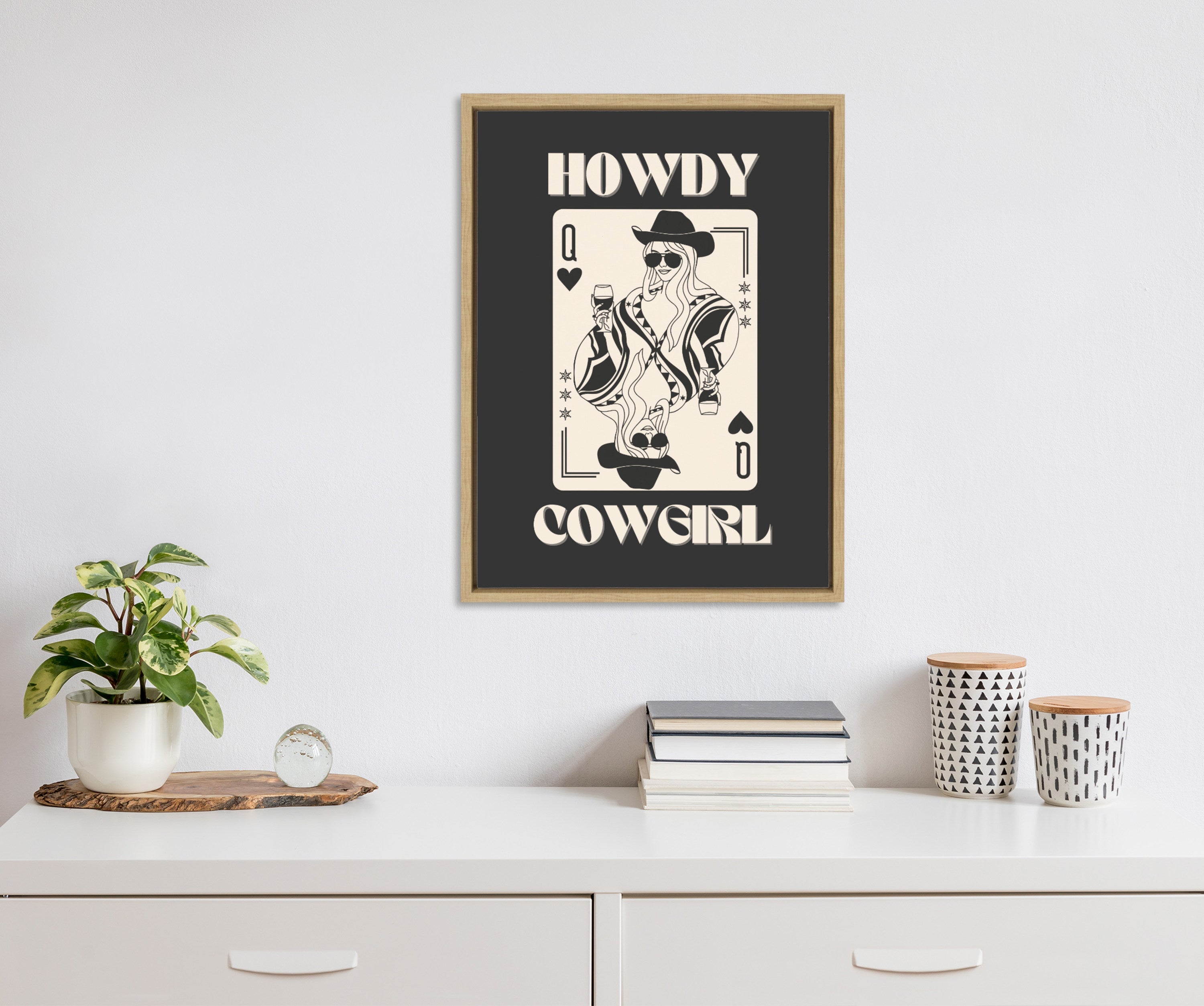 Sylvie Howdy Cowgirl Queen Framed Canvas by Honey Island Studio