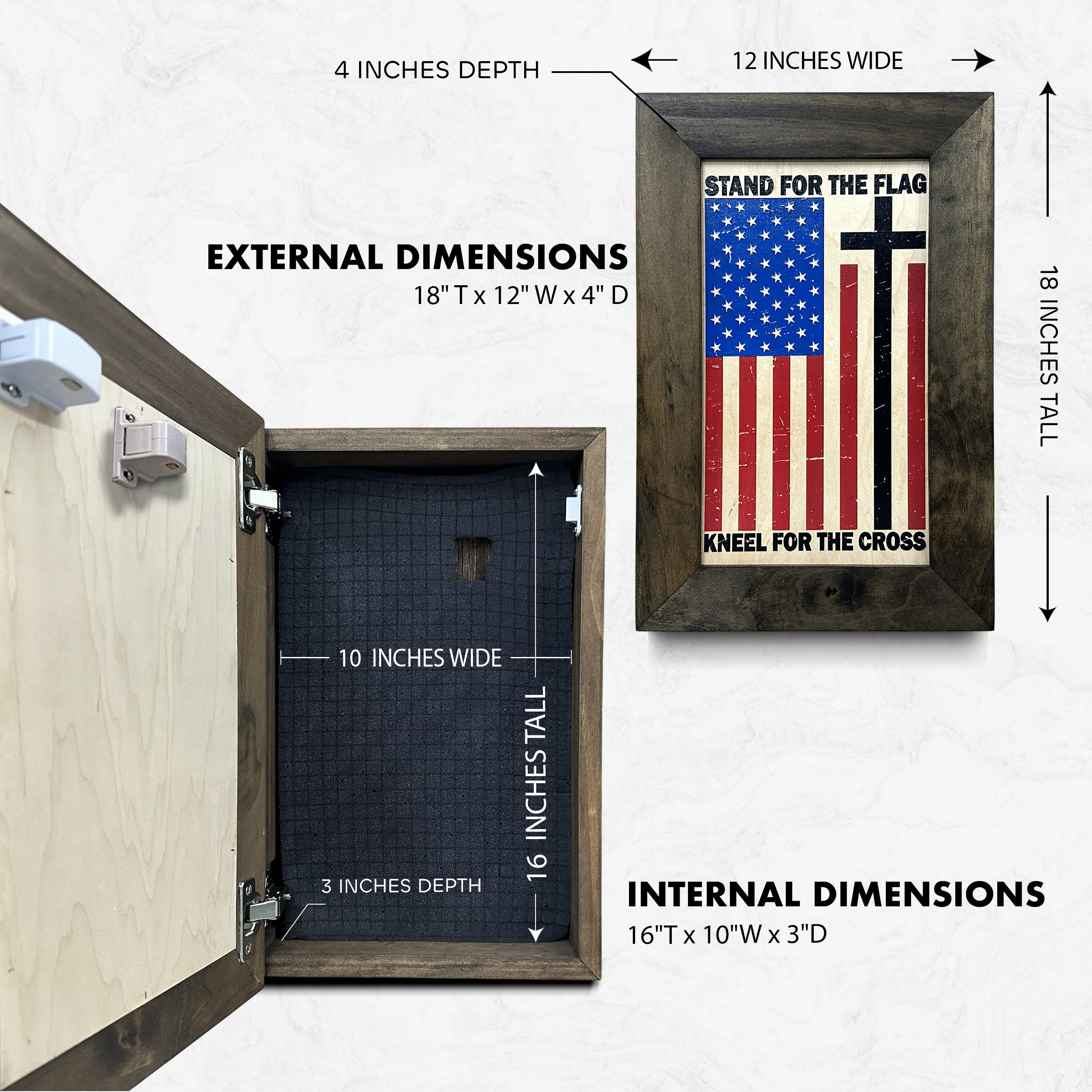 American Flag Hidden Gun Storage Cabinet by Bellewood Designs - product image 6 for Resin Society