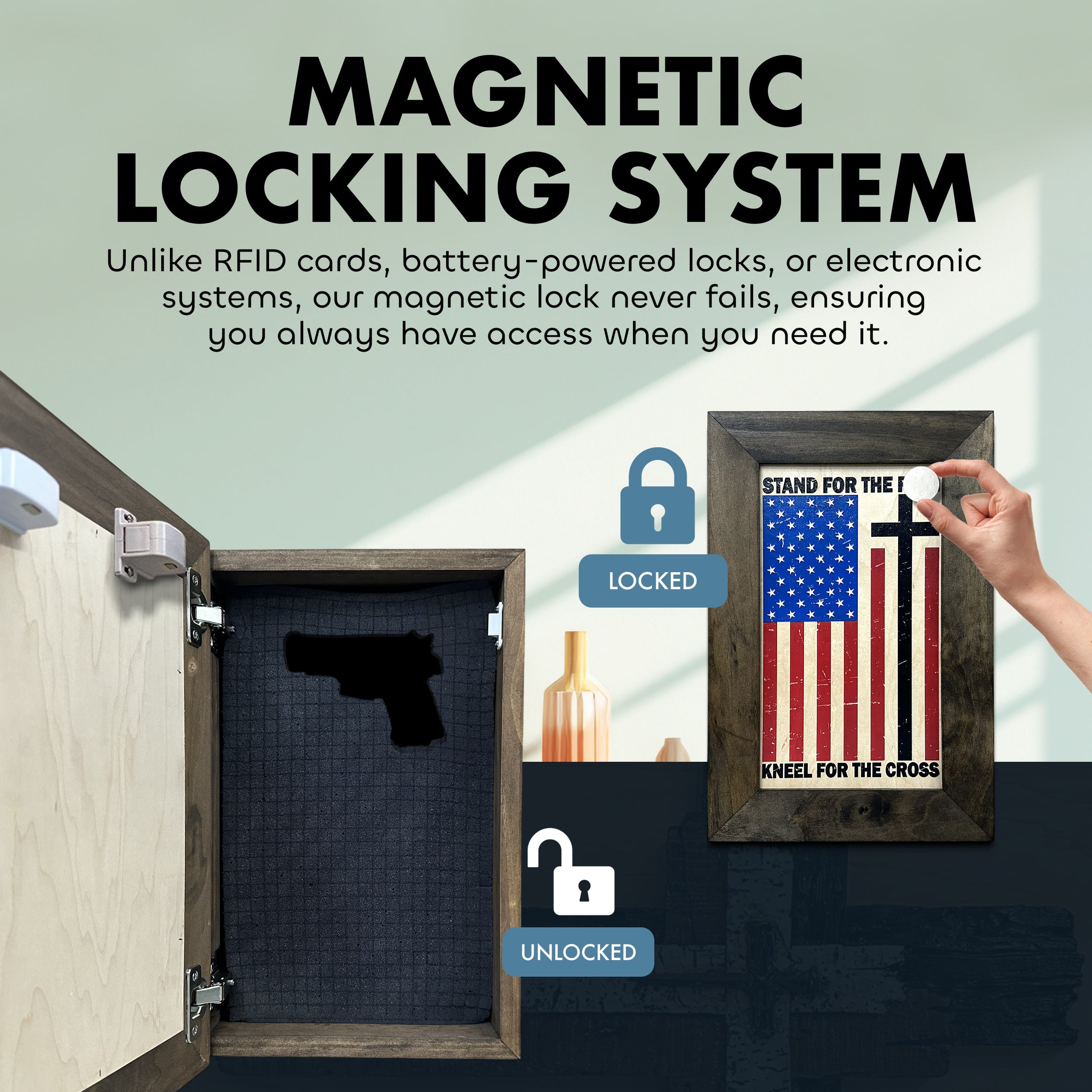 American Flag Hidden Gun Storage Cabinet by Bellewood Designs - product image 4 for Resin Society