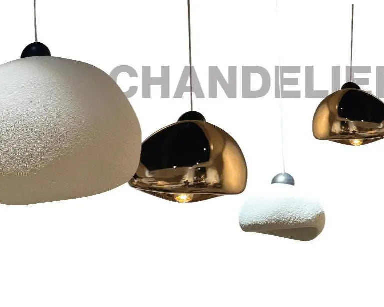 Wabi Sabi Chandeliers decorative stone textured pendant light in warm interior setting