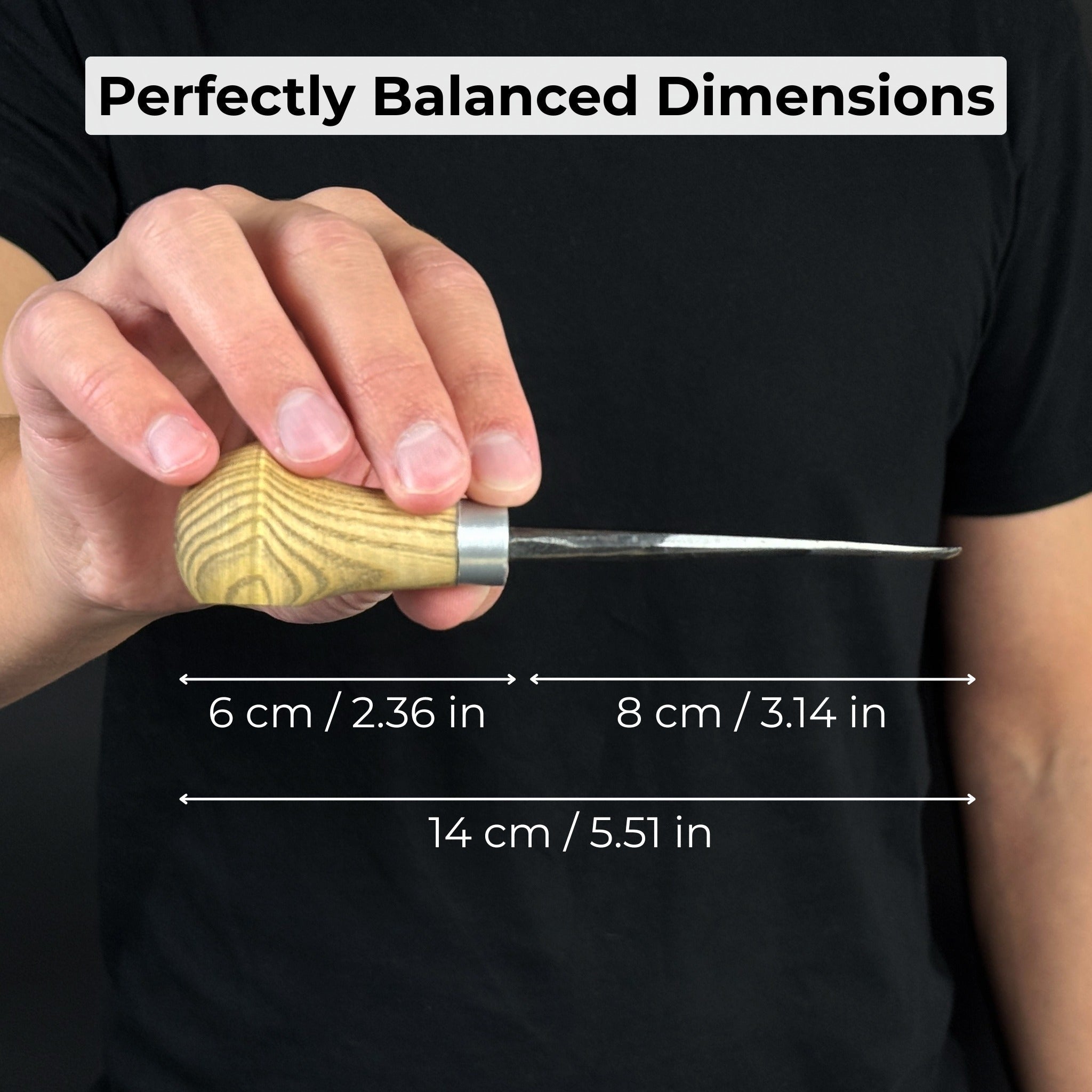 Straight carving gouge with palm handle 12 mm by Sharky Forged Steel Tools