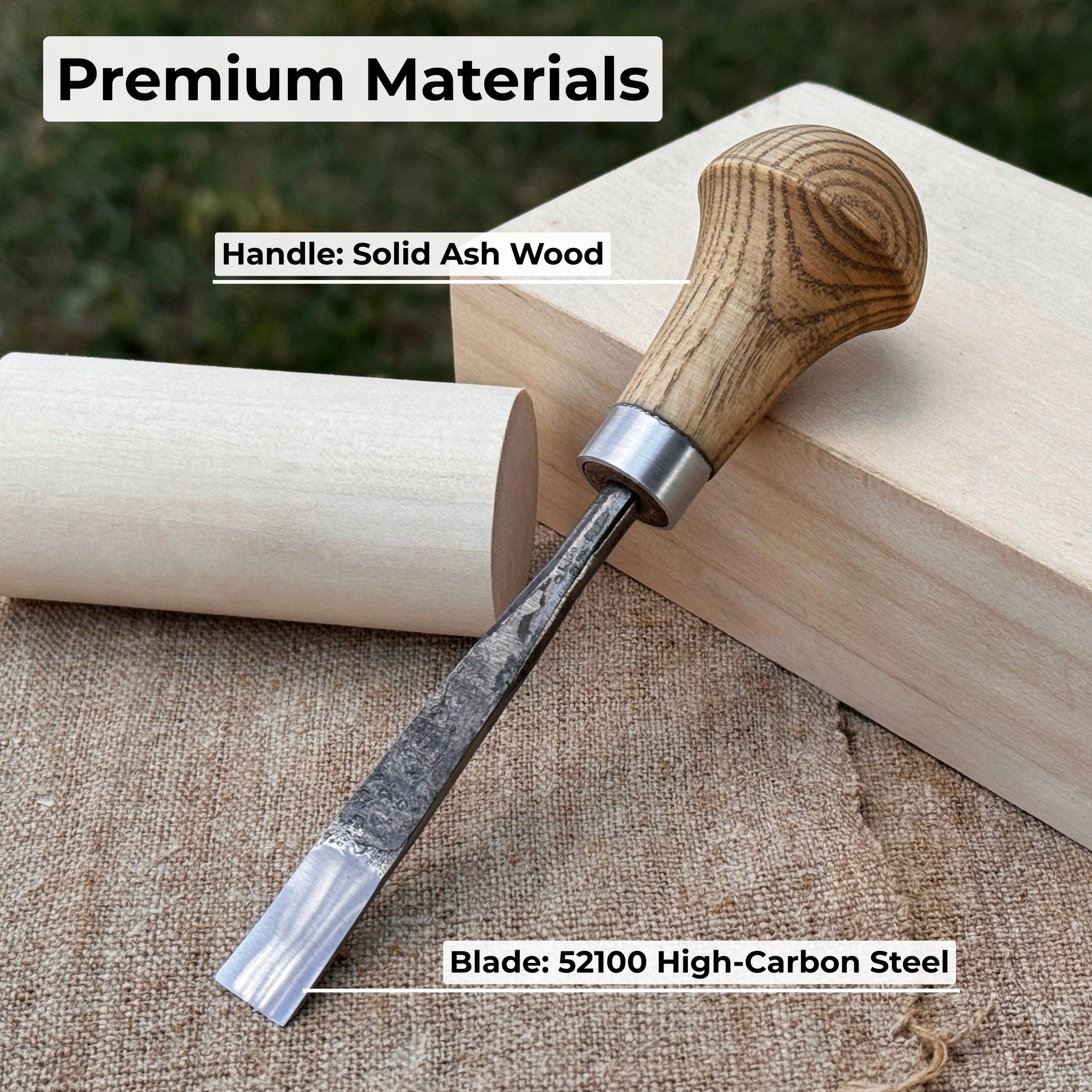 Straight carving gouge with palm handle 12 mm by Sharky Forged Steel Tools