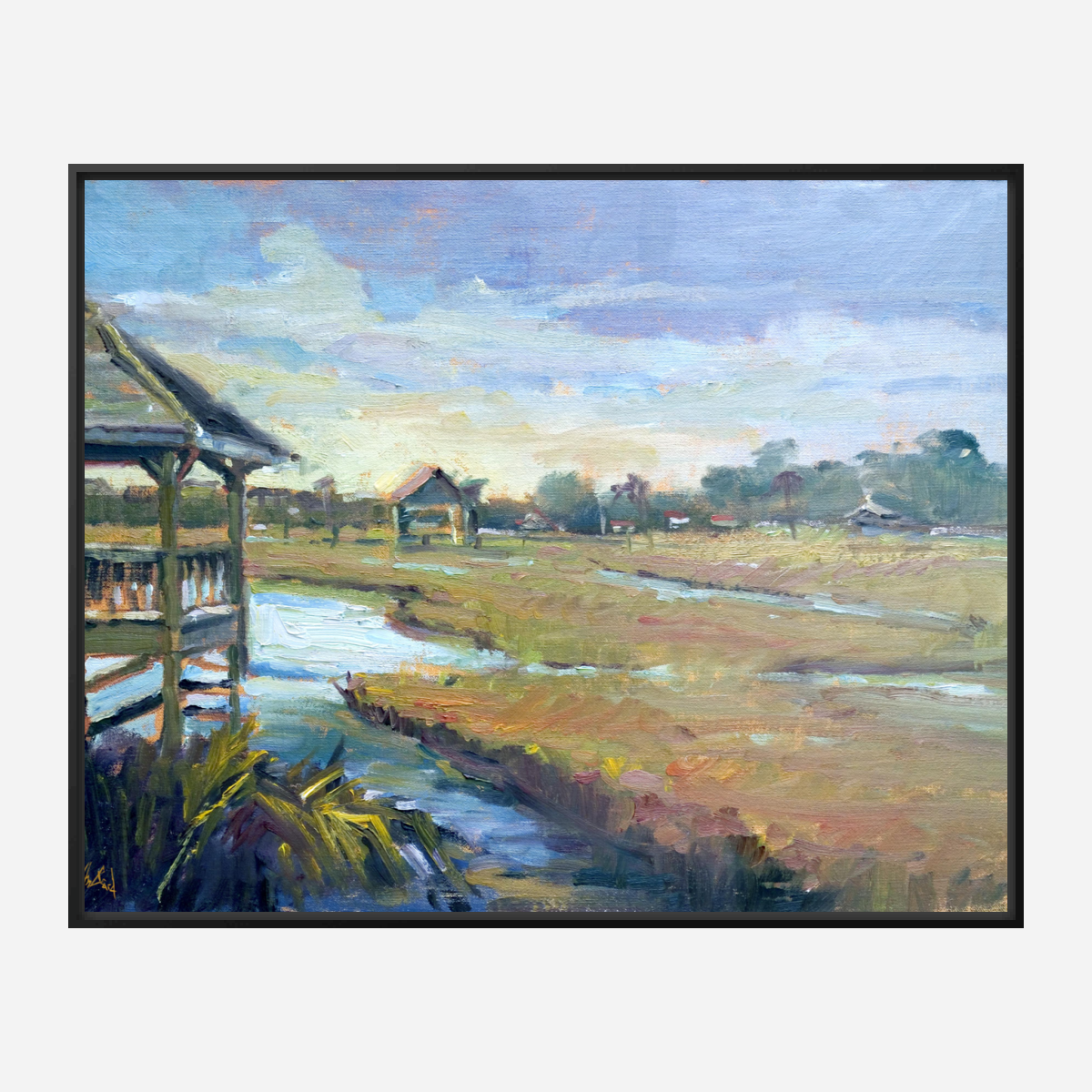 Sunlit Boathouse Artist Enhanced Canvas Print by John Beard Collection - product image 5 for Resin Society