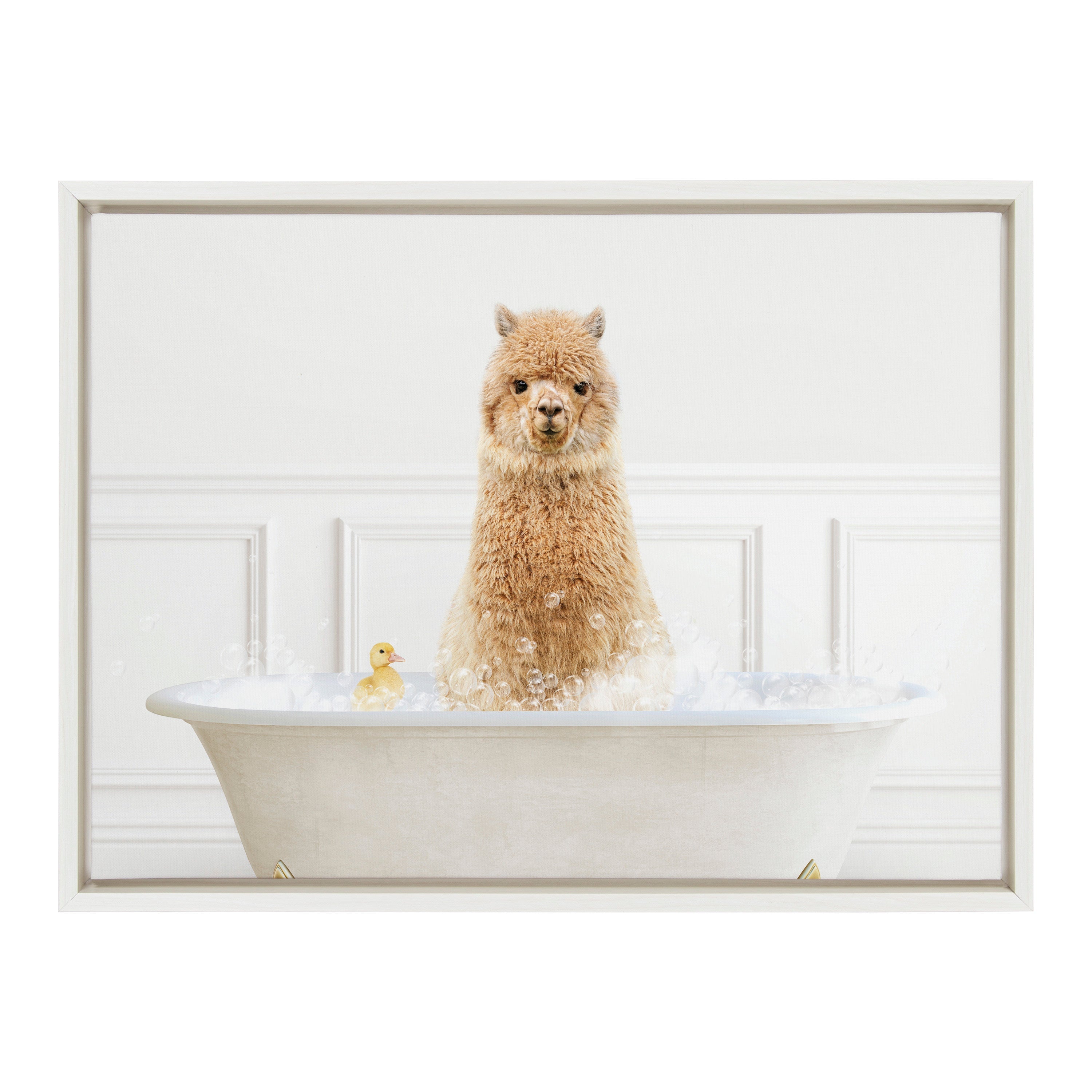 Sylvie Alpaca In Bubble Bath Neutral Style Framed Canvas by kateandlaurel - product image 8 for Resin Society
