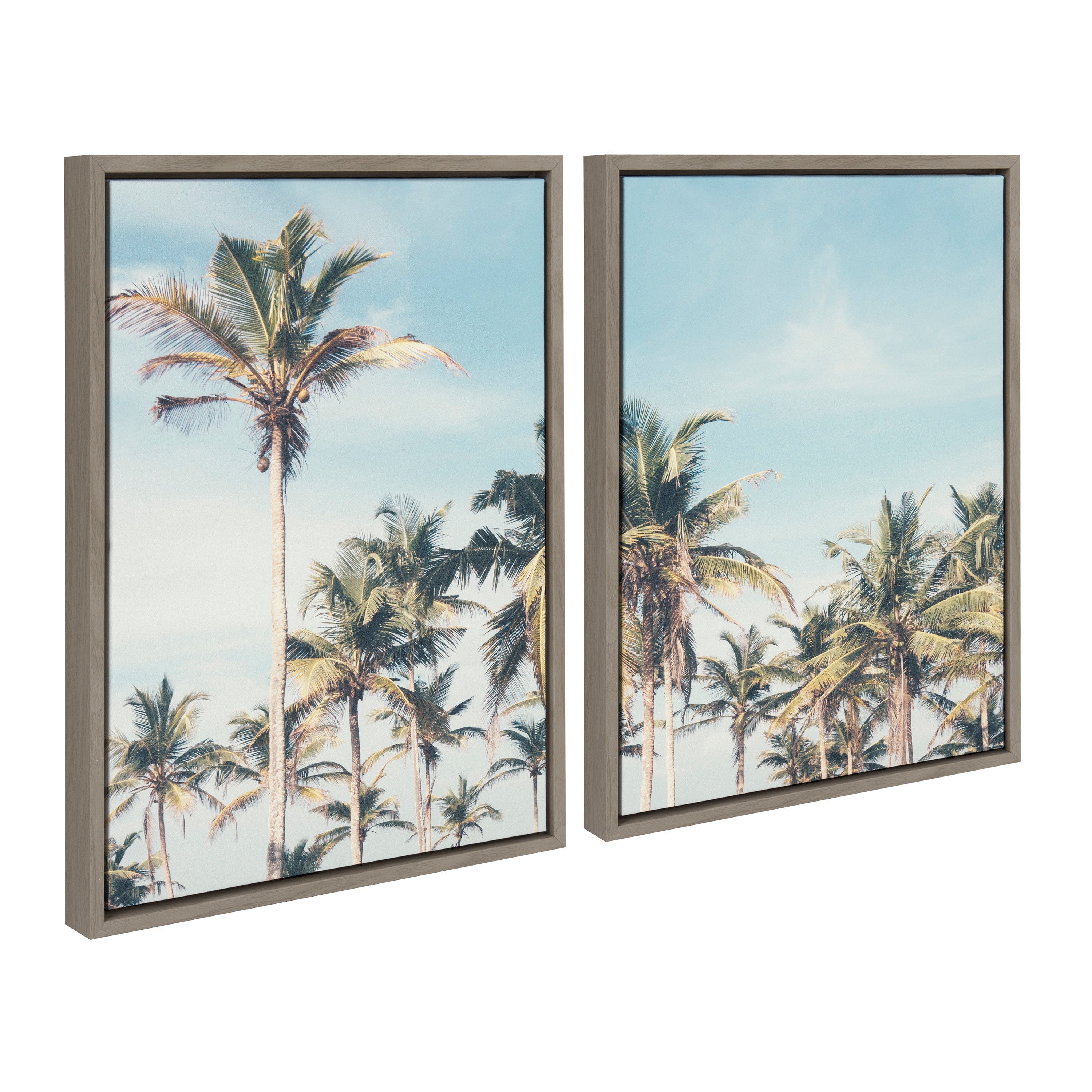 Sylvie Coastal Coconut Palm Tree Beach Framed Canvas Set by The by kateandlaurel - product image 10 for Resin Society