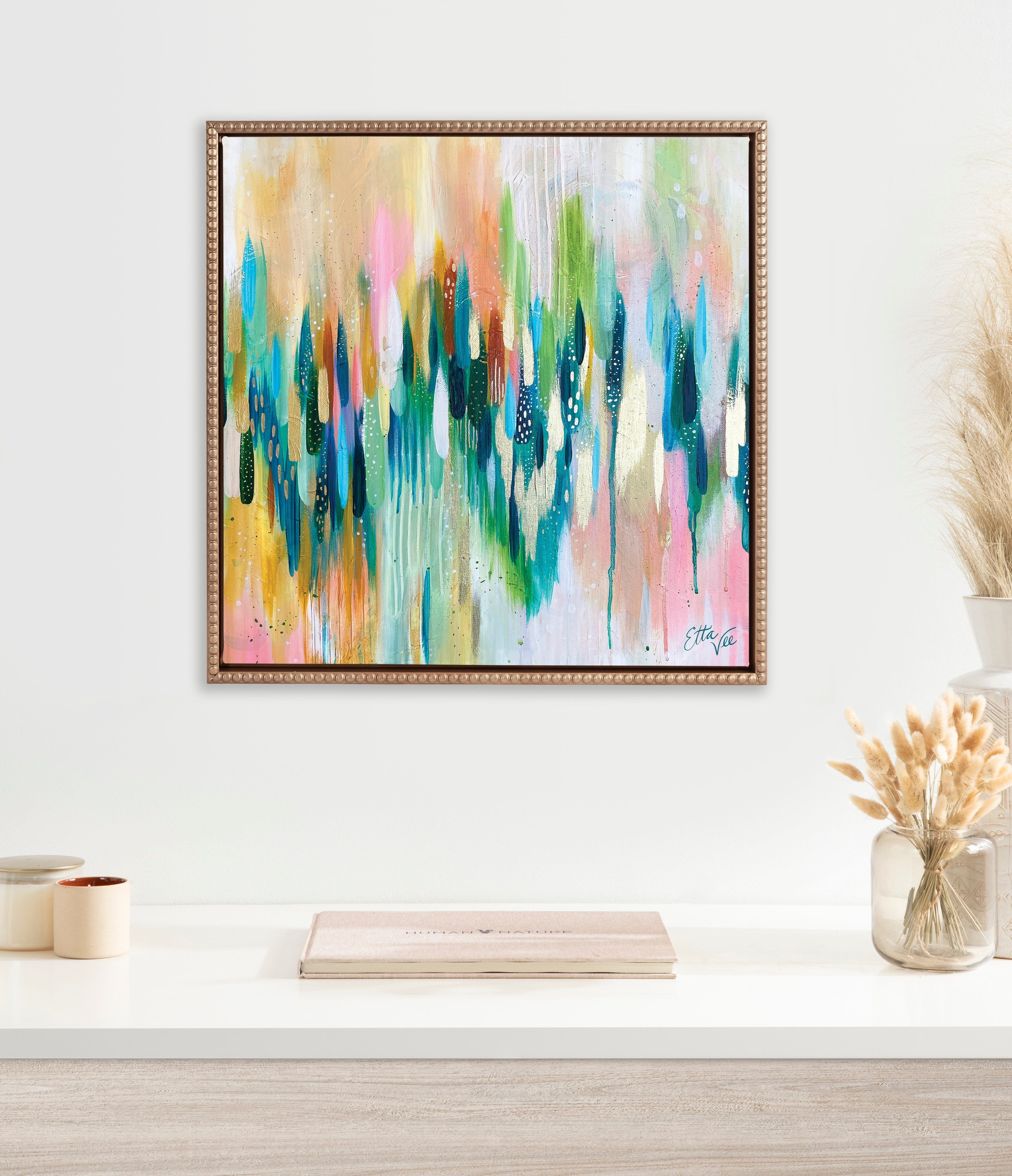 Sylvie Beaded EV Brushstroke 155 Framed Canvas by EttaVee