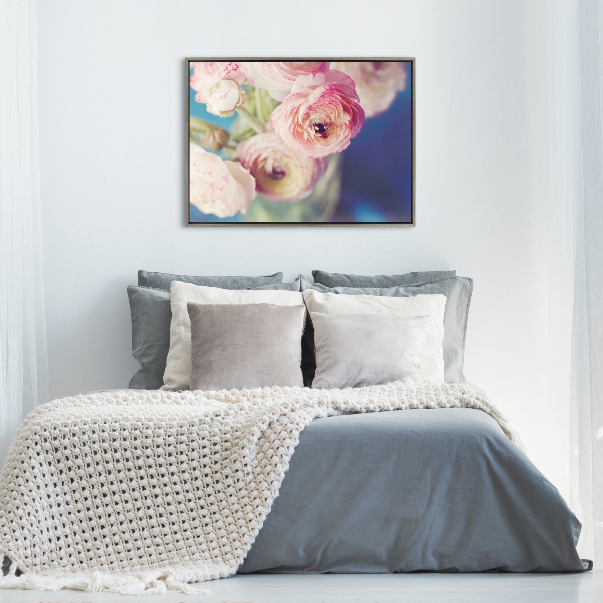 Sylvie Ranunculus in Blue Framed Canvas by kateandlaurel - product image 6 for Resin Society