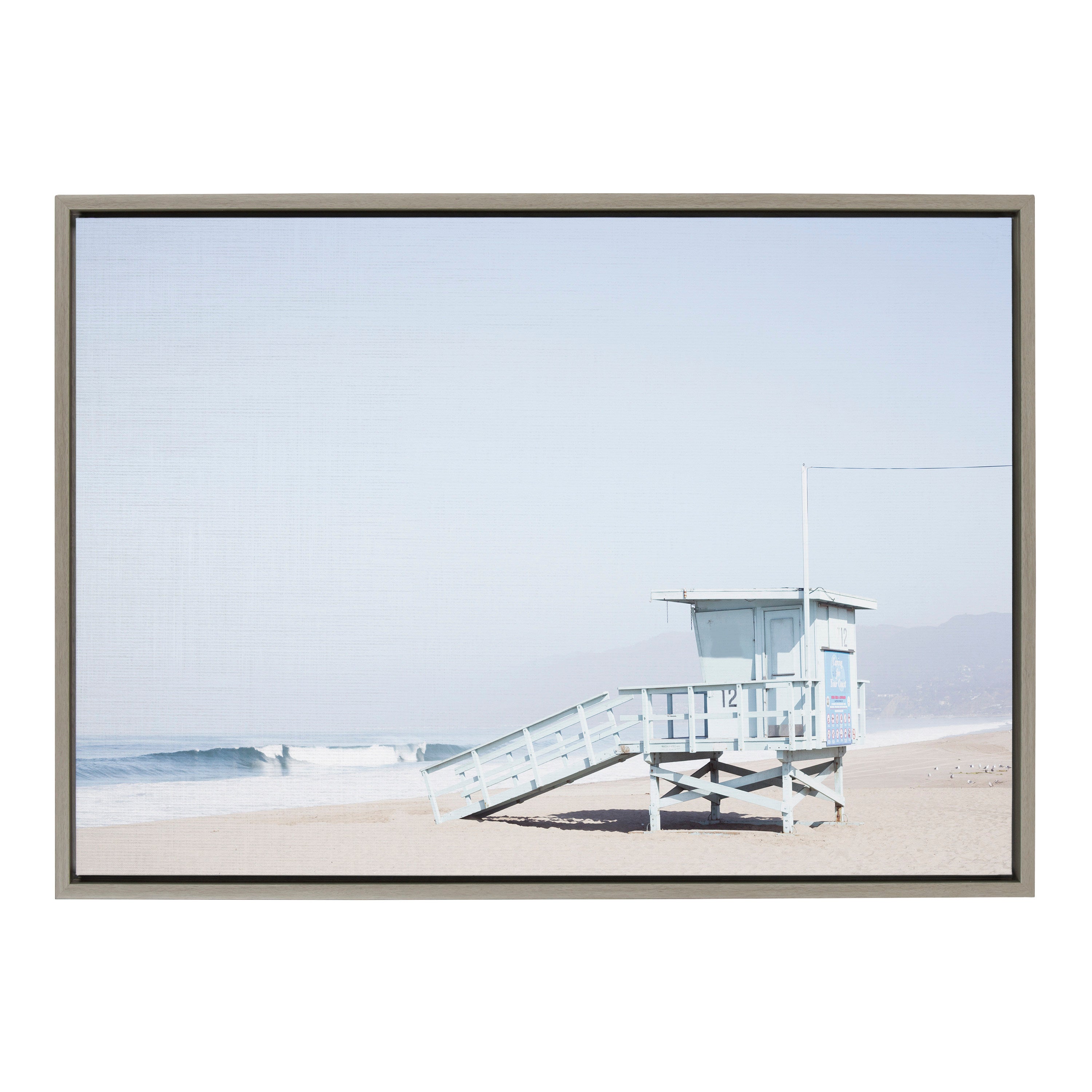 Sylvie Pale Blue Life Guard Tower Framed Canvas by kateandlaurel - main product image for Resin Society