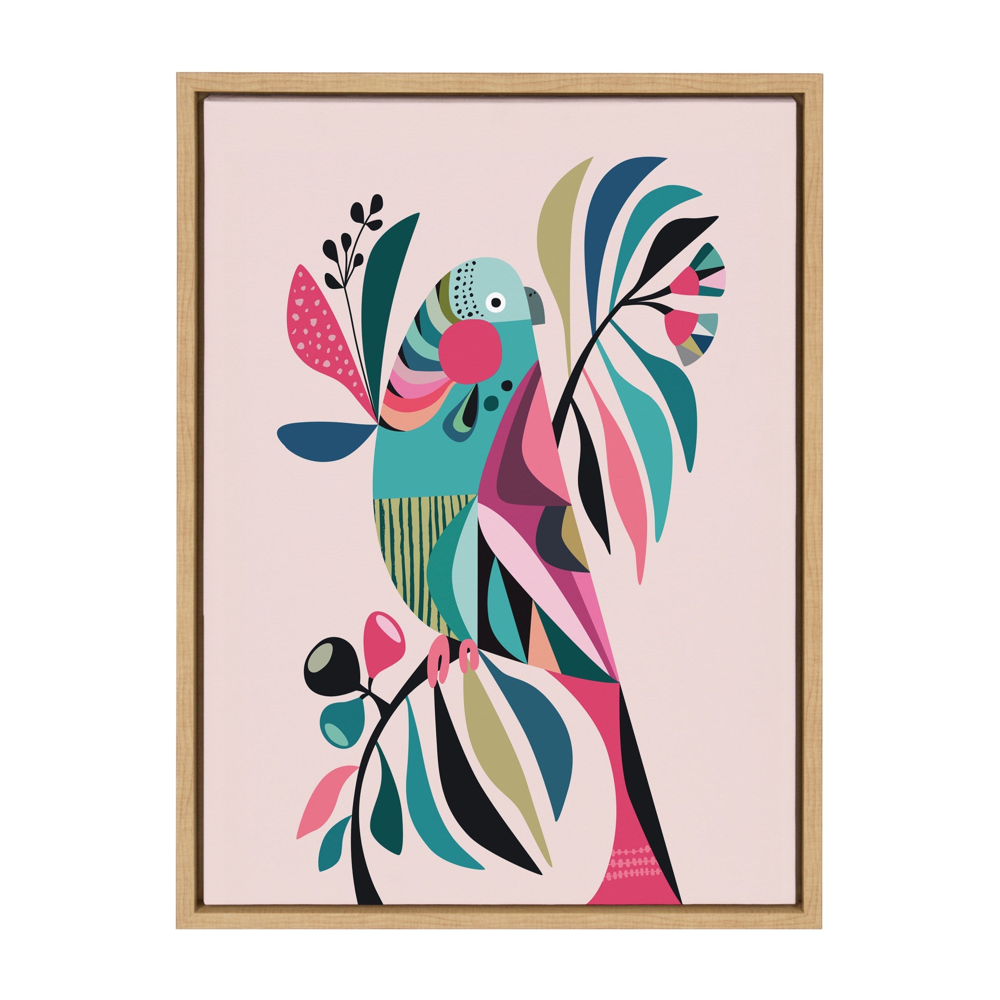 Sylvie Parakeet Framed Canvas by kateandlaurel - main product image for Resin Society