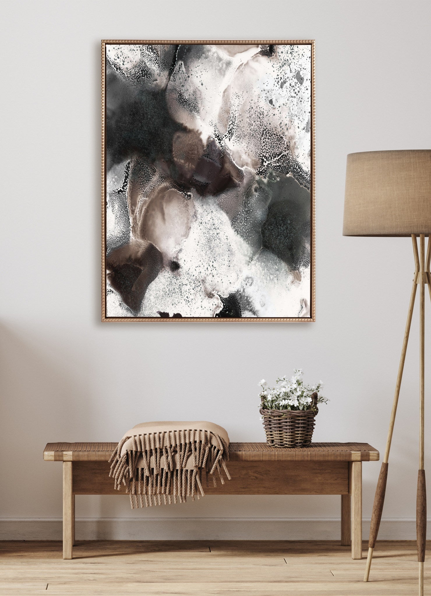 Sylvie Beaded Nebula Abstract III Framed Canvas by Amy Lighthall