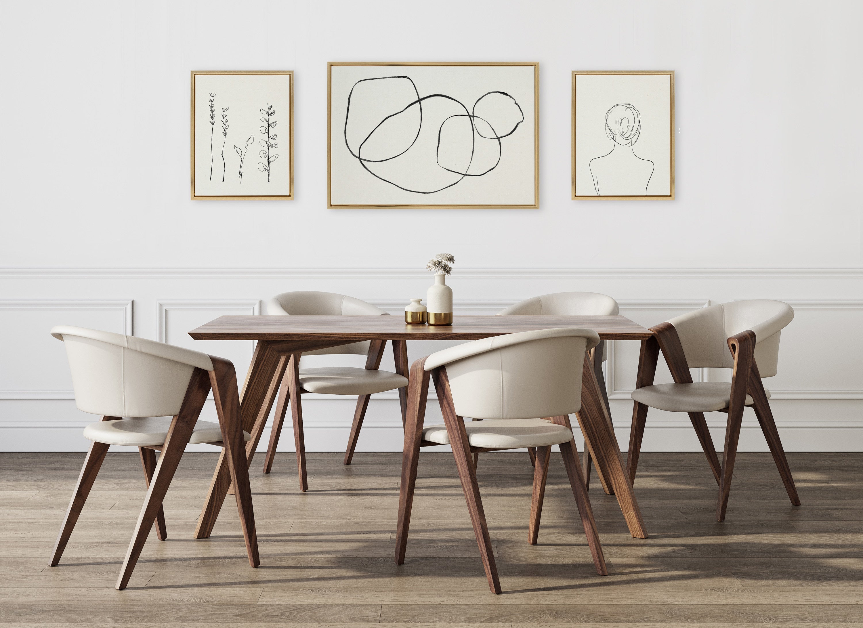 Sylvie Going in Circles and Minimalist Woman Framed Canvas Set by kateandlaurel - product image 5 for Resin Society