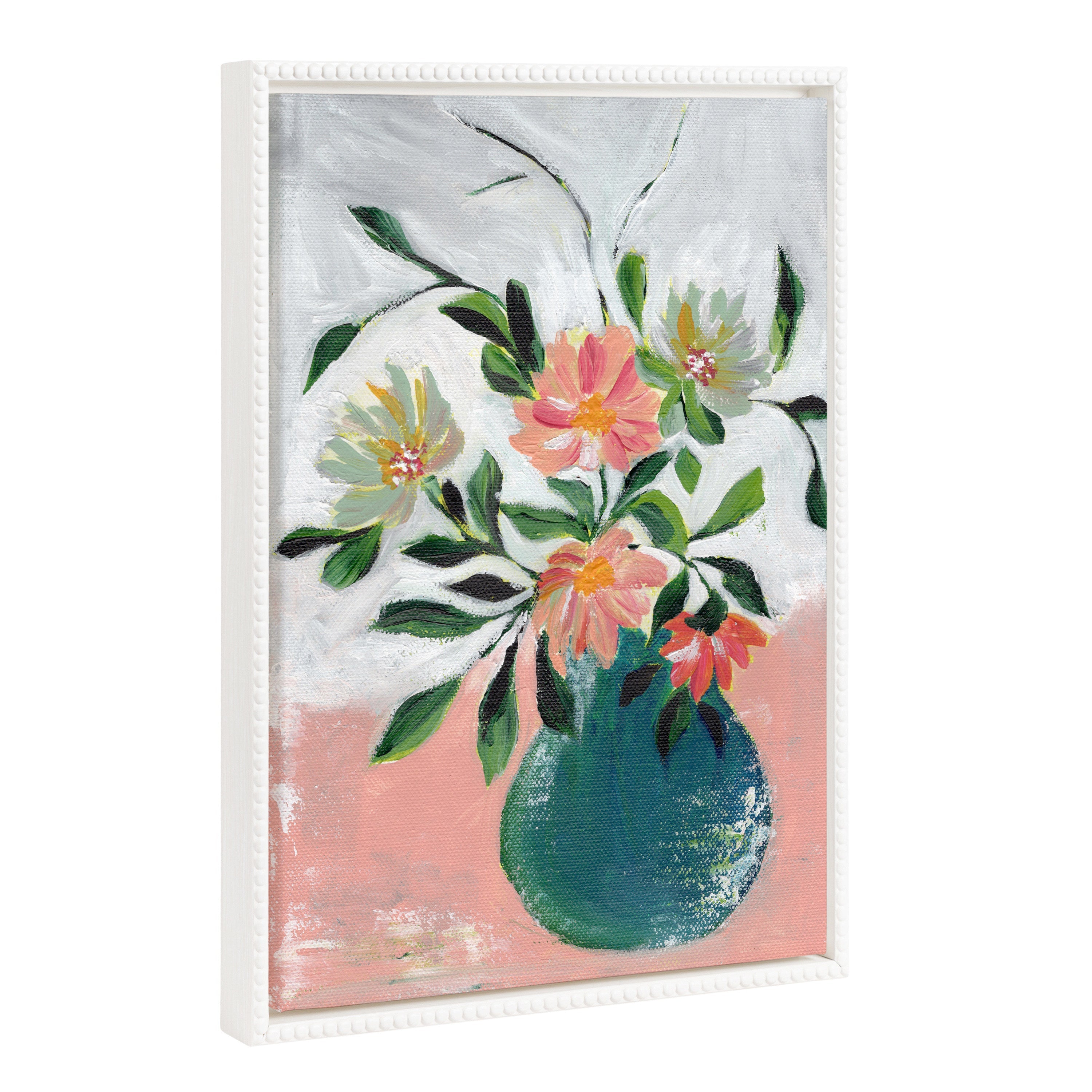 Sylvie Beaded Wild Blooms Framed Canvas by Nikita Jariwala