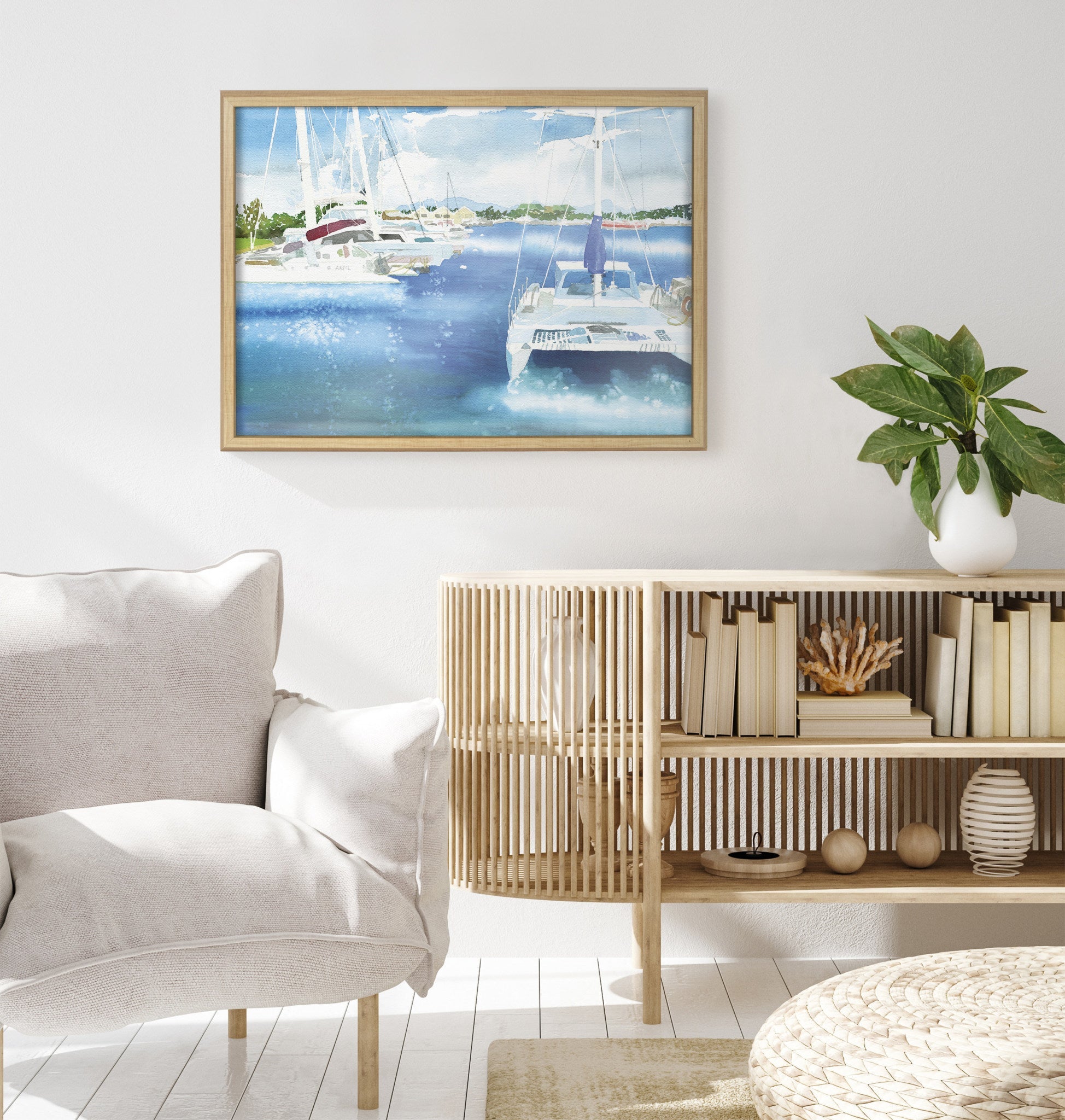Blake Summer is for Sailing Framed Printed Glass by kateandlaurel - product image 5 for Resin Society