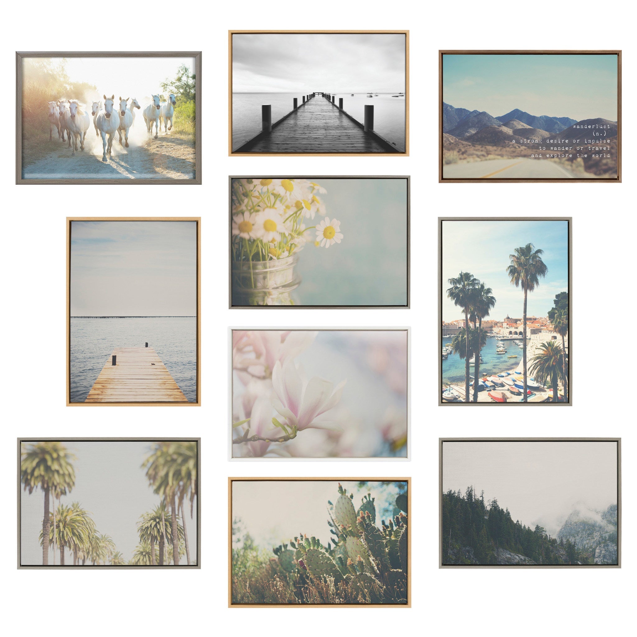 Sylvie A Desert Prickly Pear Cactus 1 and 2 Framed Canvas Art Set by Laura Evans