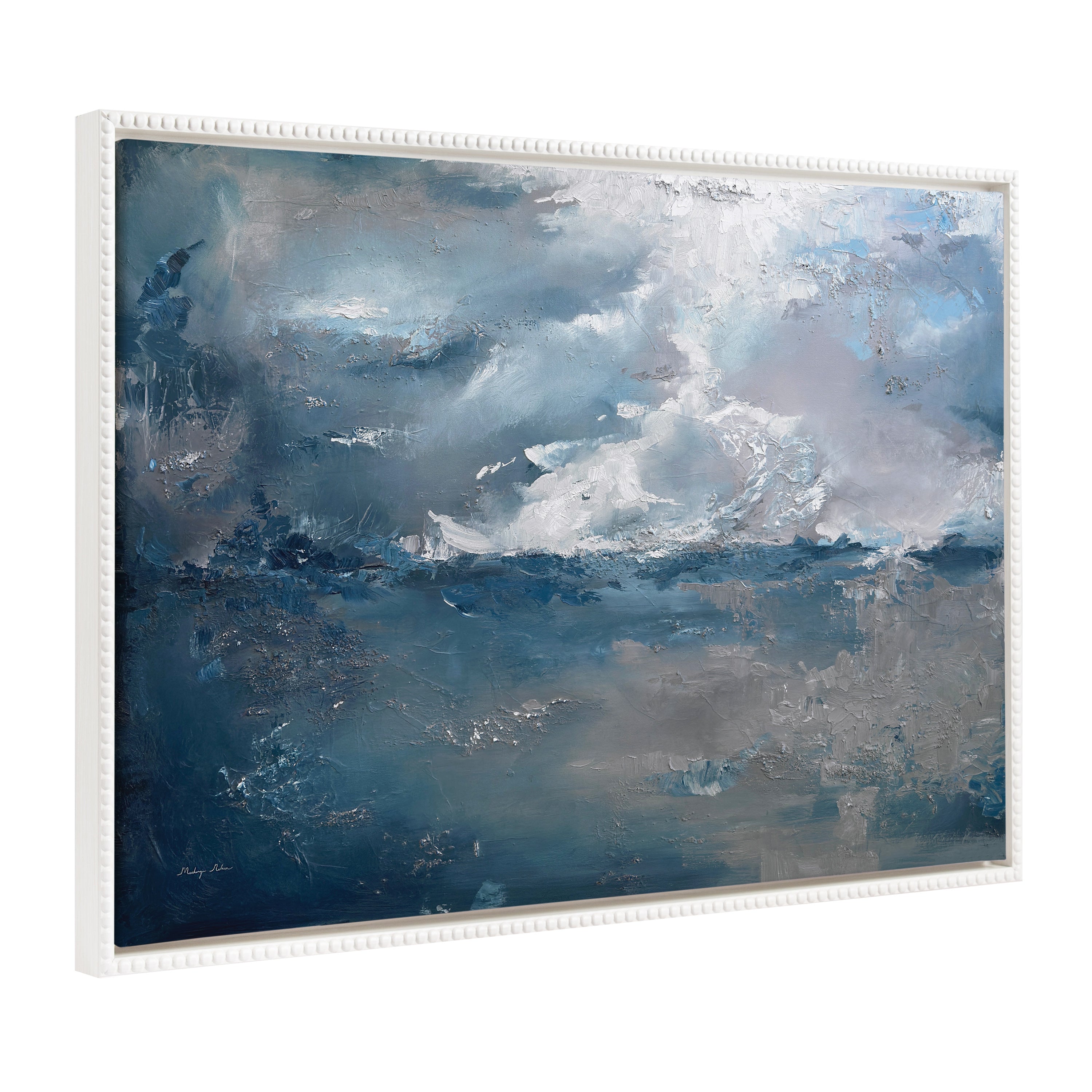 Sylvie Beaded Shades of Blue Framed Canvas by Mackenzie Nelson