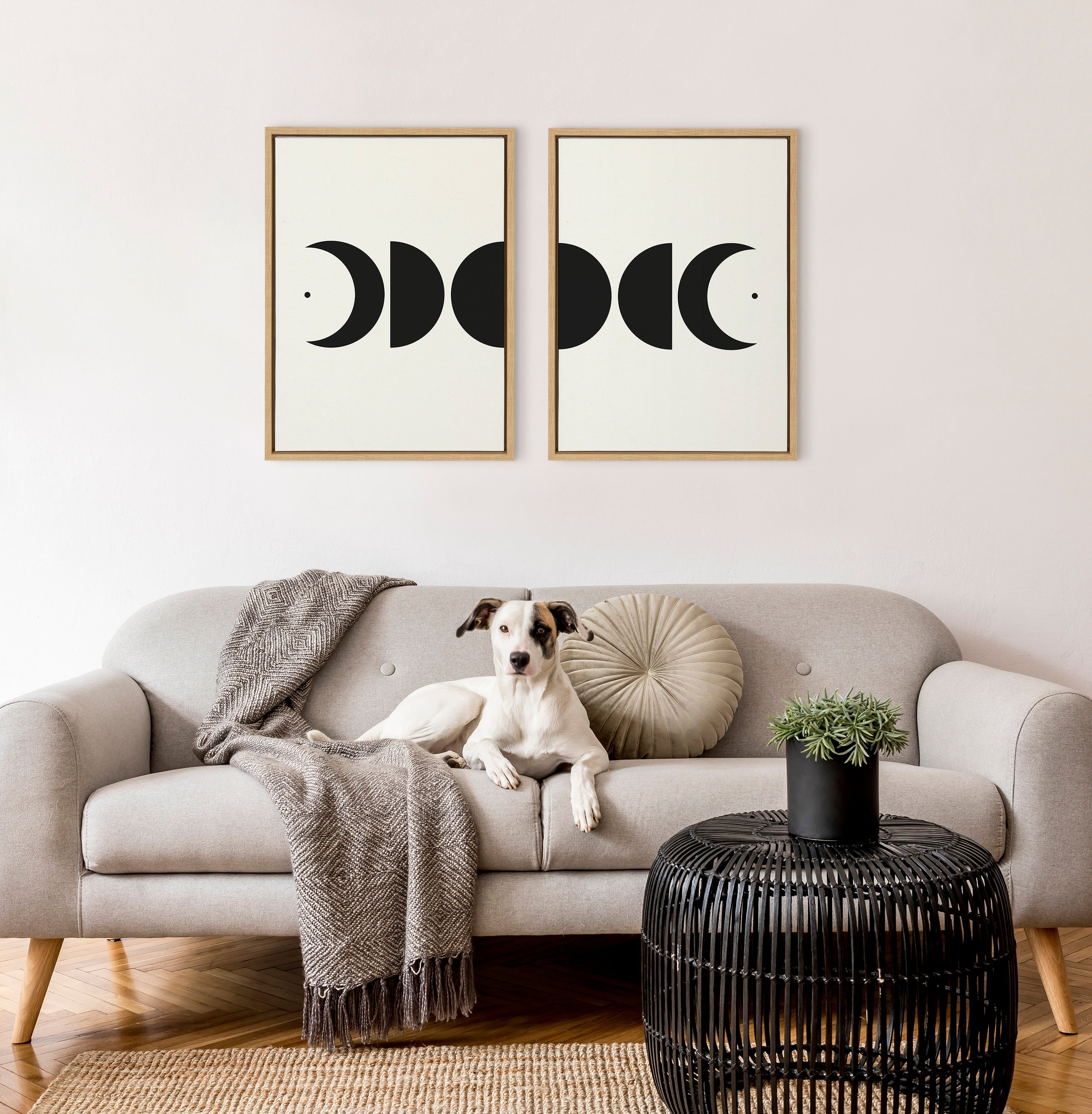 Sylvie Modern Geometric Moon Phases Framed Canvas Set by The Creative by kateandlaurel - product image 13 for Resin Society