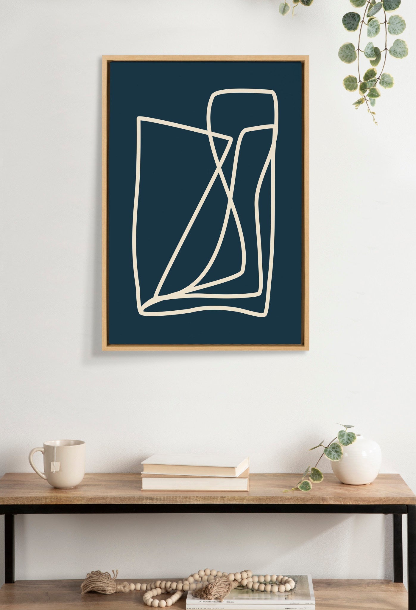 Sylvie Abstract Lines in Blue Framed Canvas by kateandlaurel - product image 5 for Resin Society