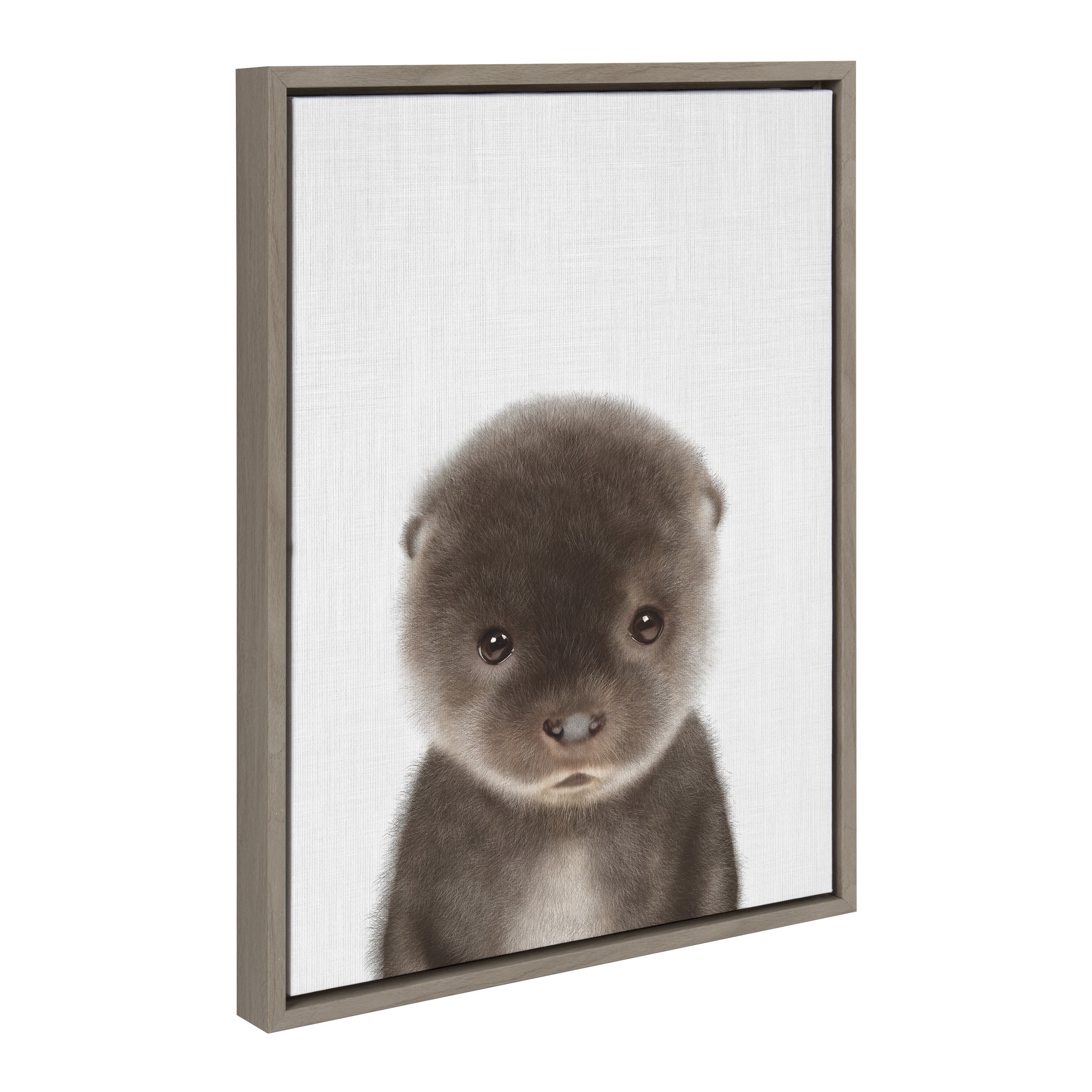 Sylvie Baby Otter Color Illustration Framed Canvas by kateandlaurel - main product image for Resin Society