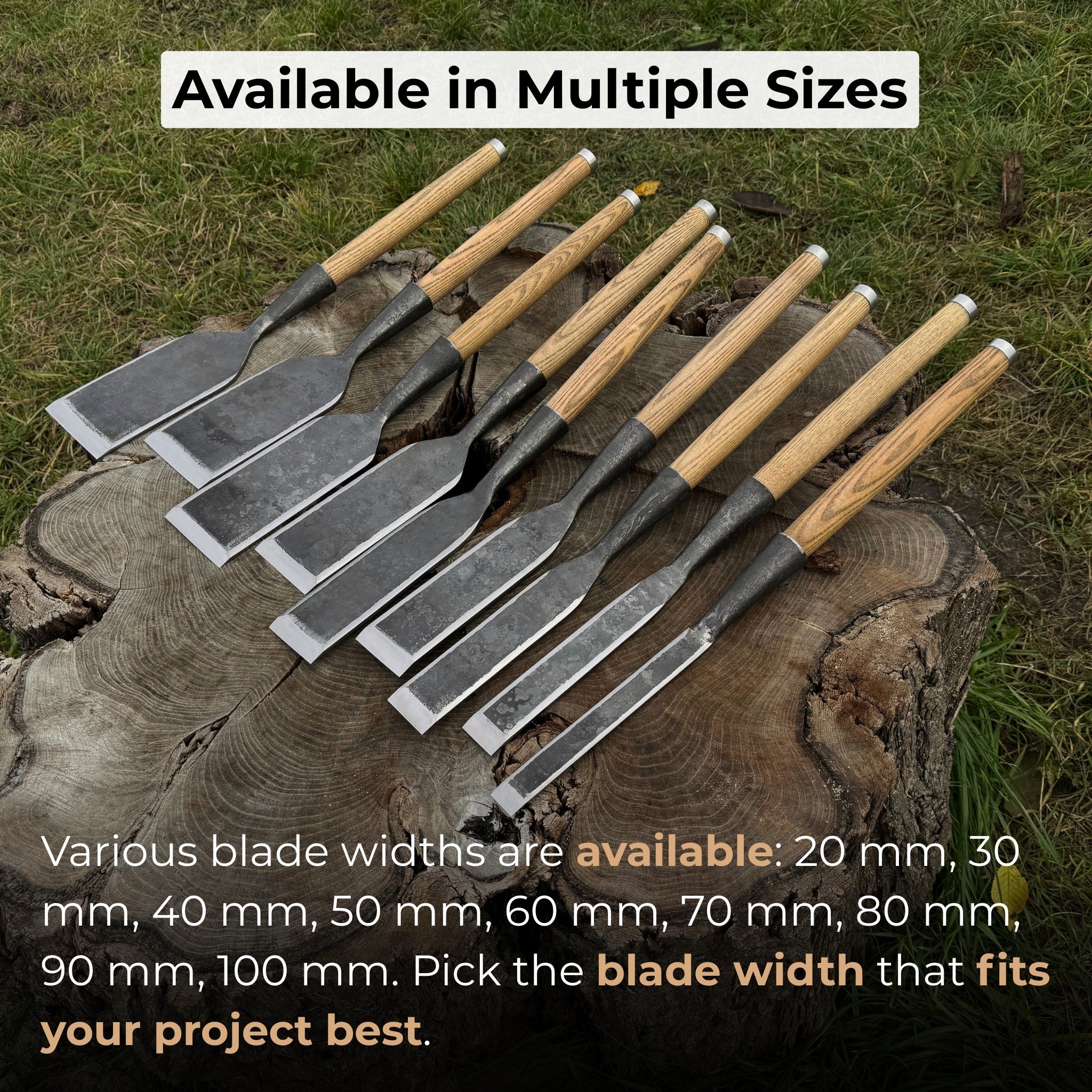 Timber Slick Chisel with ash handle and leather edge guard for woodworking