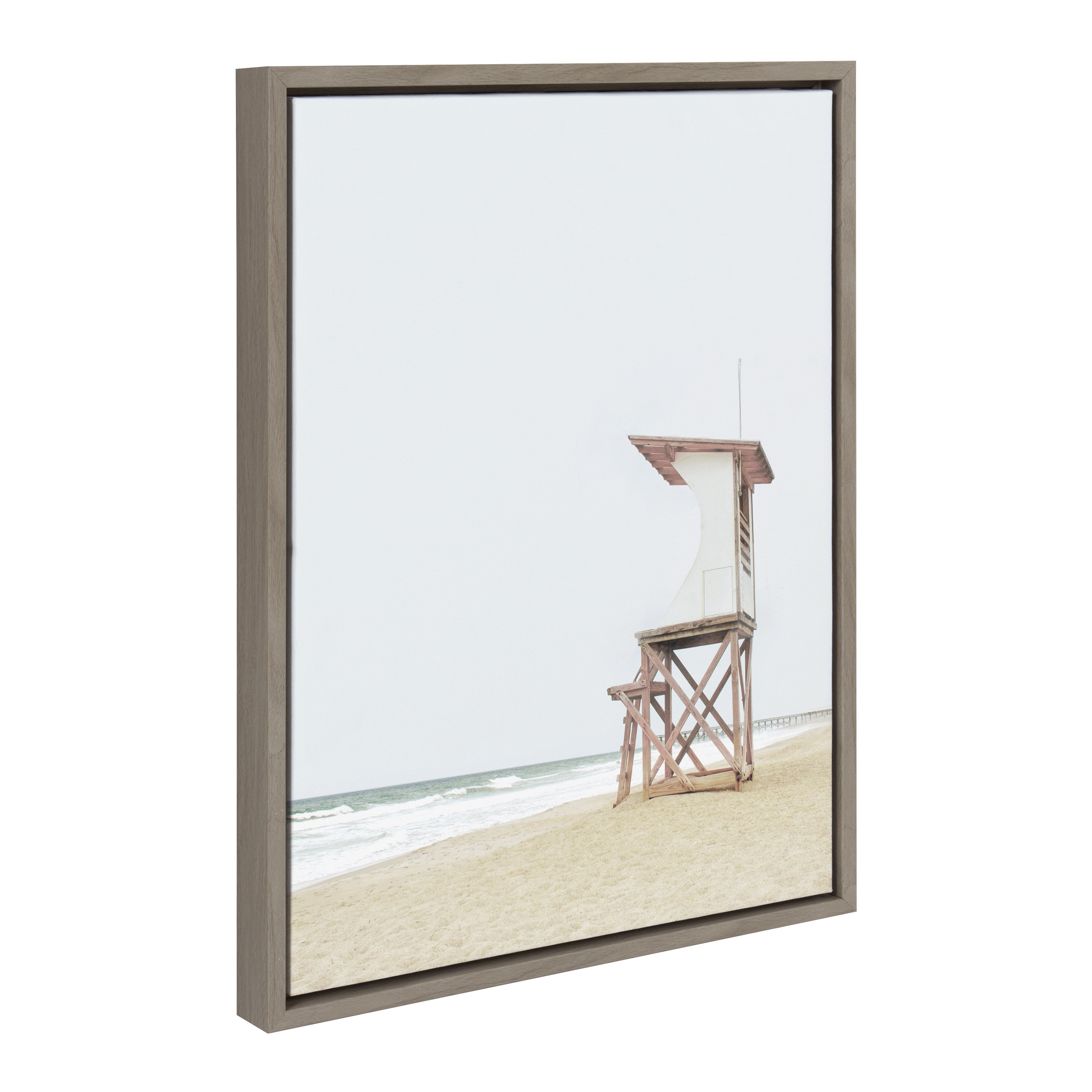 Sylvie Wood Ocean Beach Lifeguard Tower Framed Canvas by kateandlaurel - product image 11 for Resin Society
