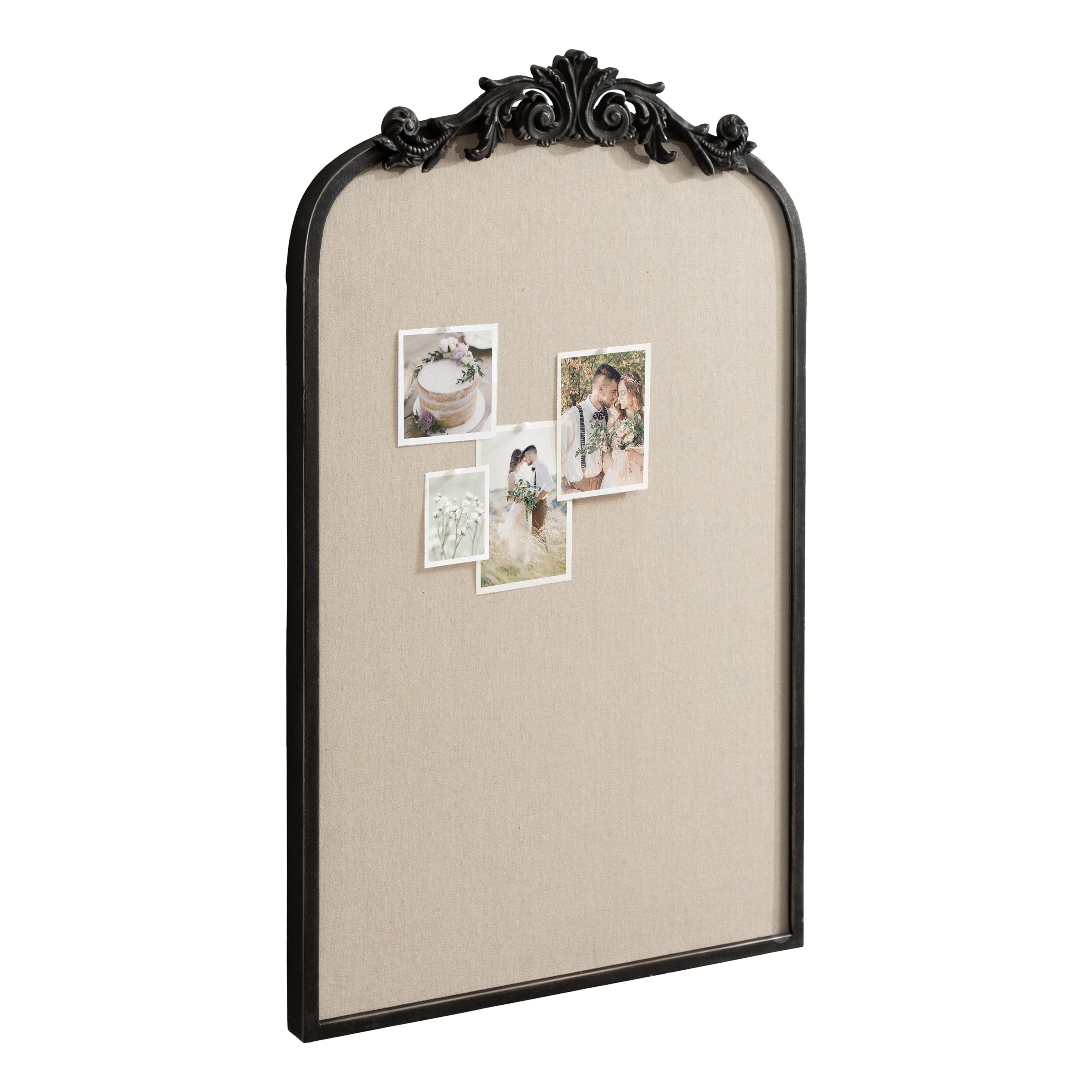 Arendahl Arch Framed Pinboard with vintage ornate frame and natural fabric surface