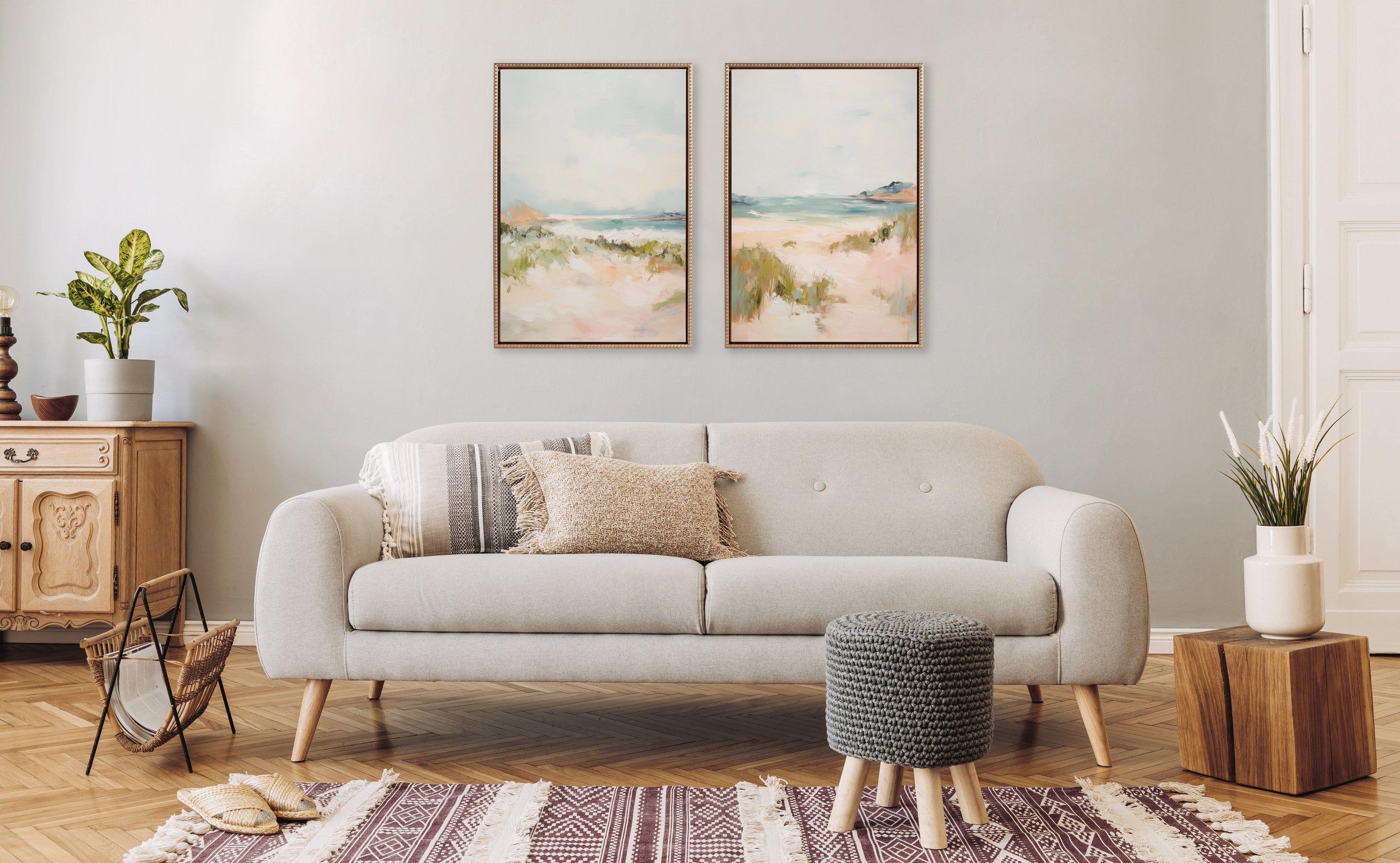 Sylvie Beaded Tranquil Landscape III and V Framed Canvas Art Set by Amy Lighthall