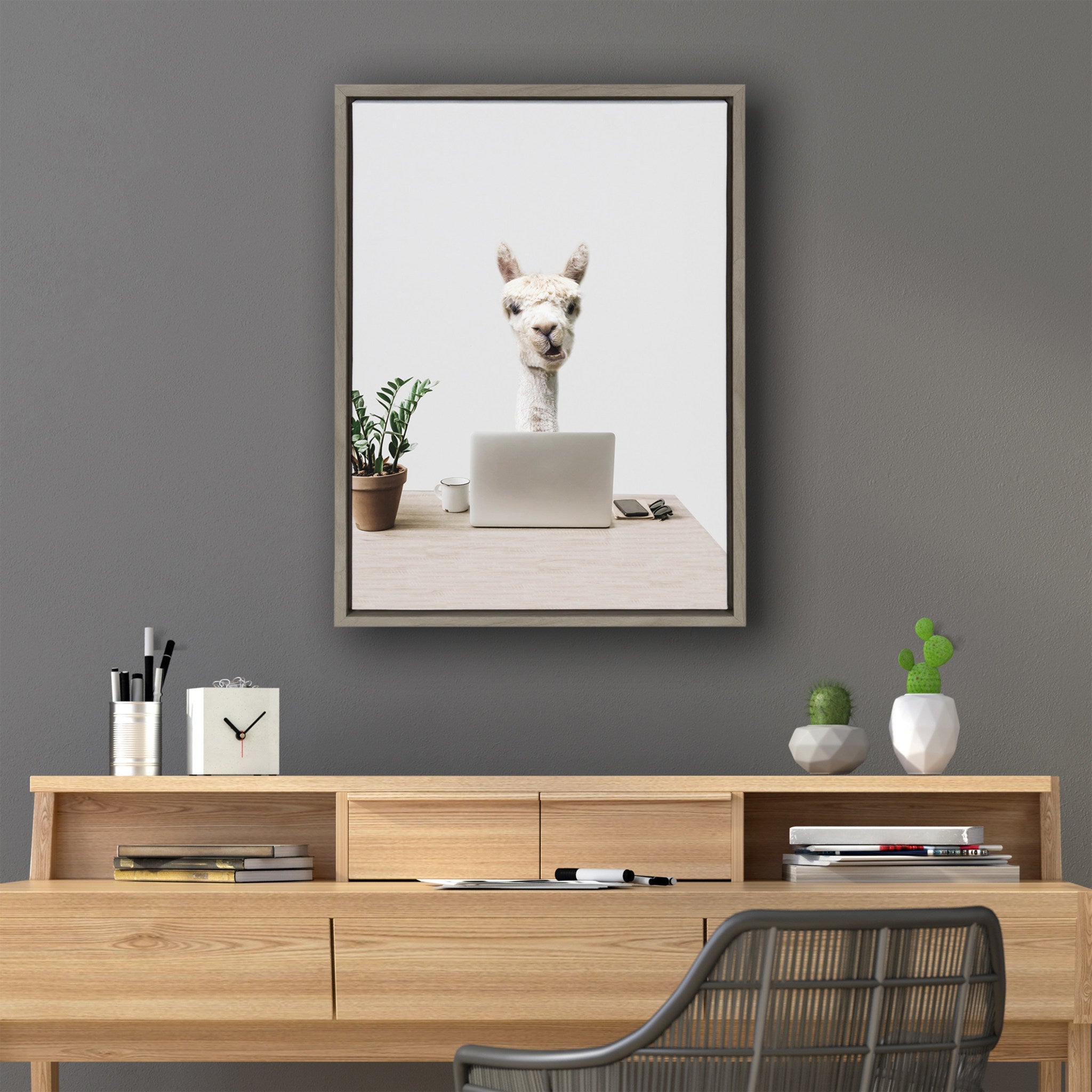 Sylvie Mr. Al Paca here, I’m in Distribution Framed Canvas by kateandlaurel - product image 7 for Resin Society