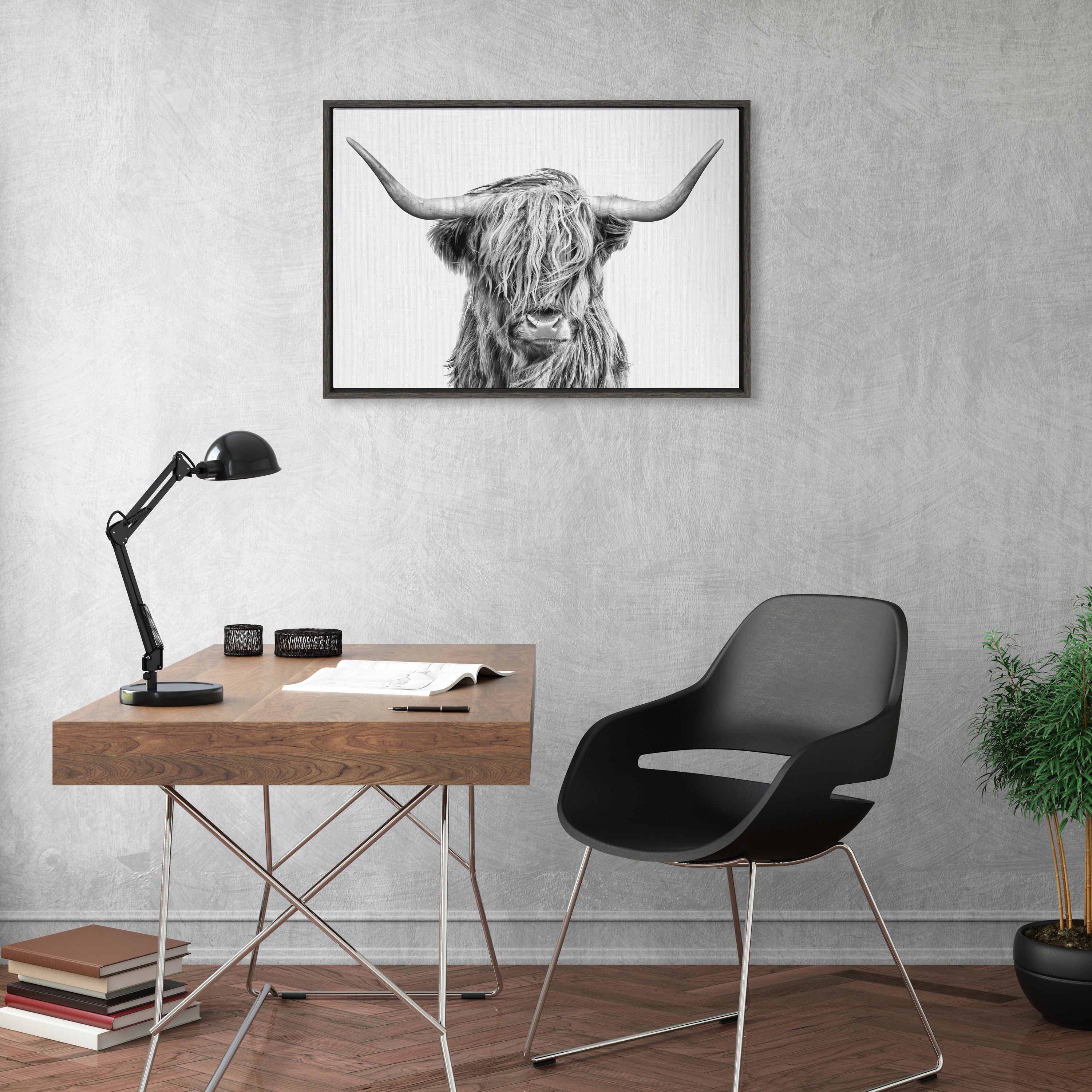 Sylvie Highland Cow 2 Framed Canvas by kateandlaurel - product image 10 for Resin Society