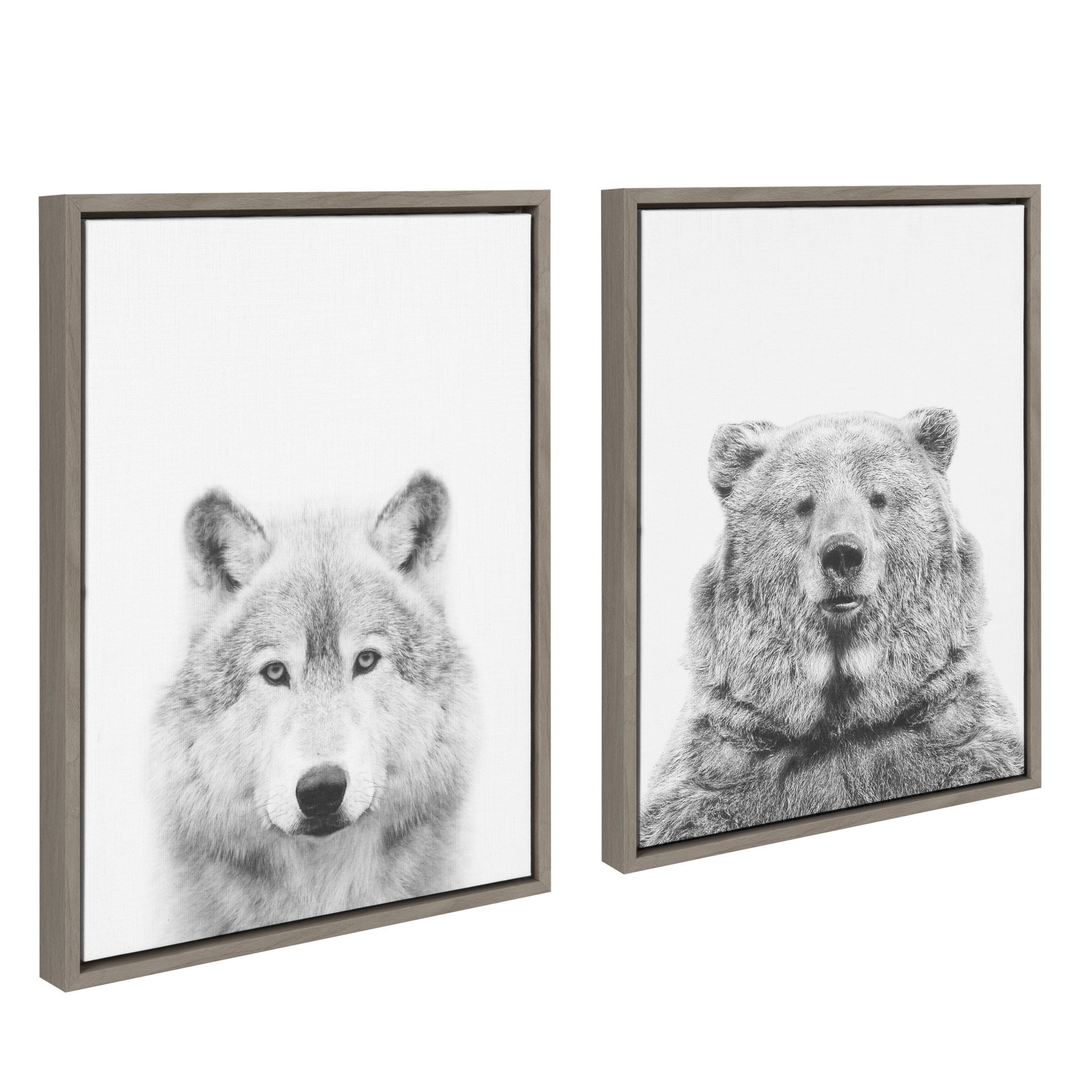 Sylvie Wolf and Bear European Framed Canvas Art Set by Simon Te of Tai Prints