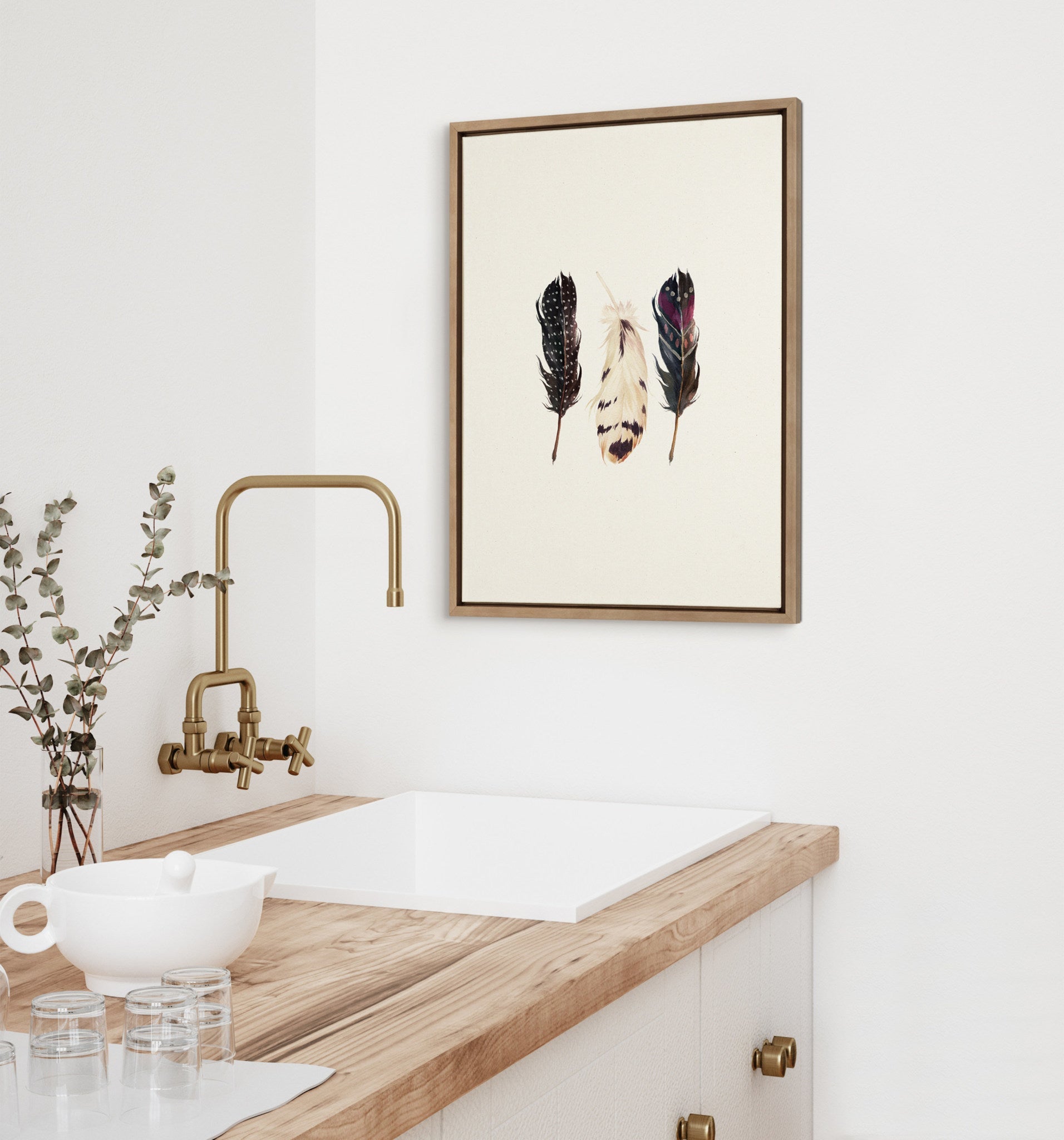 Sylvie Just Three Feathers Framed Canvas by kateandlaurel - product image 7 for Resin Society