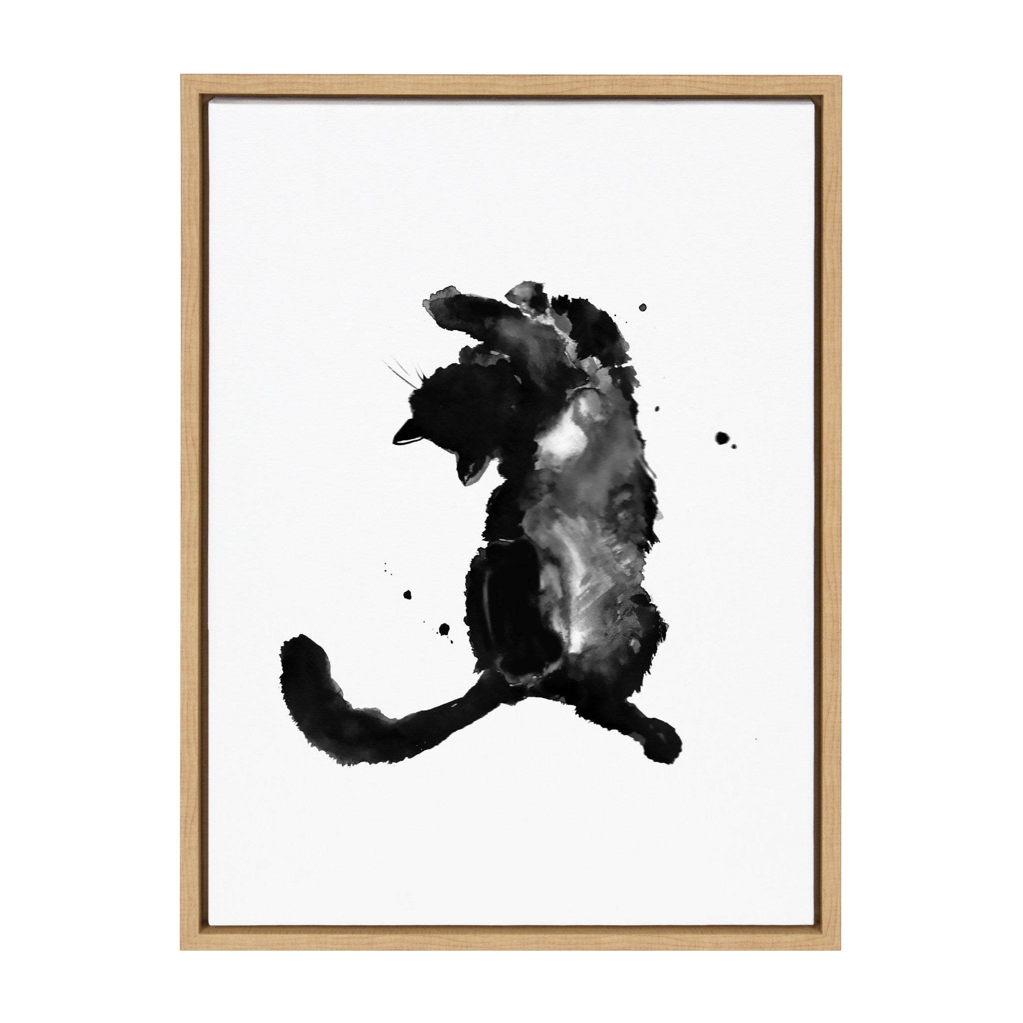 Sylvie Playful Cat BW Framed Canvas by Viola Kreczmer