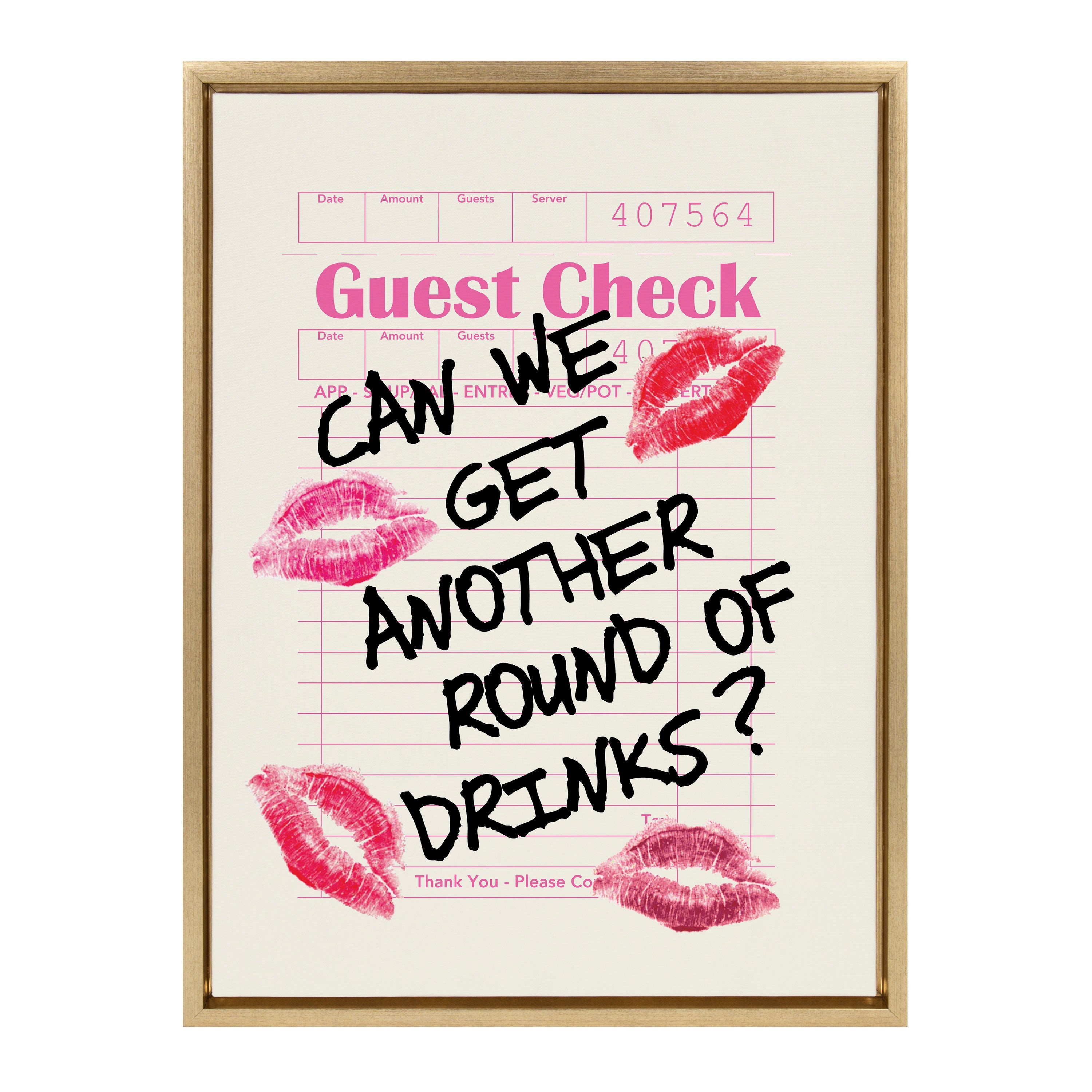Sylvie Another Round Guest Check Framed Canvas by Alli Standefer
