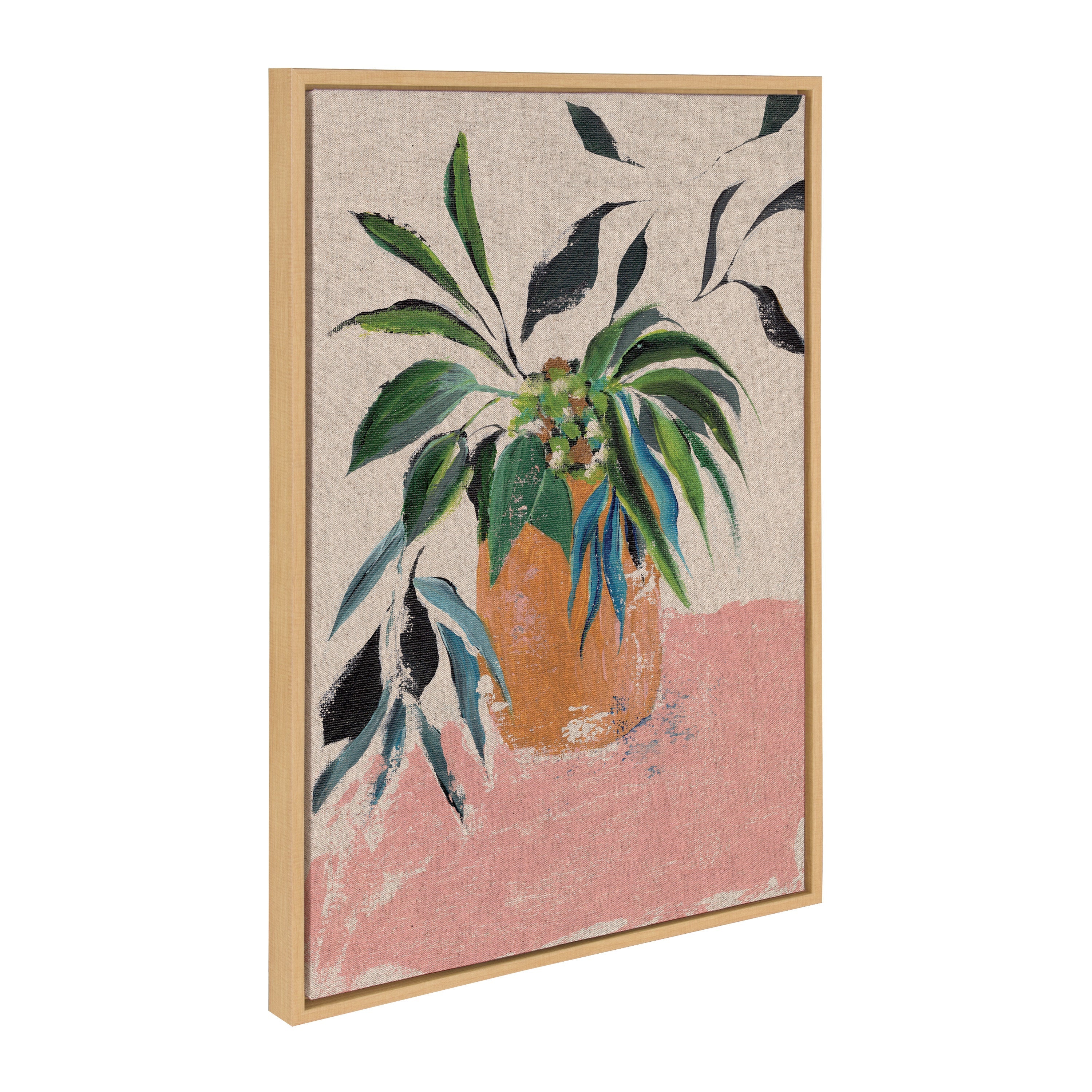 Sylvie Wild Foliage II Neutral Linen framed canvas by Nikita Jariwala displayed on a wall