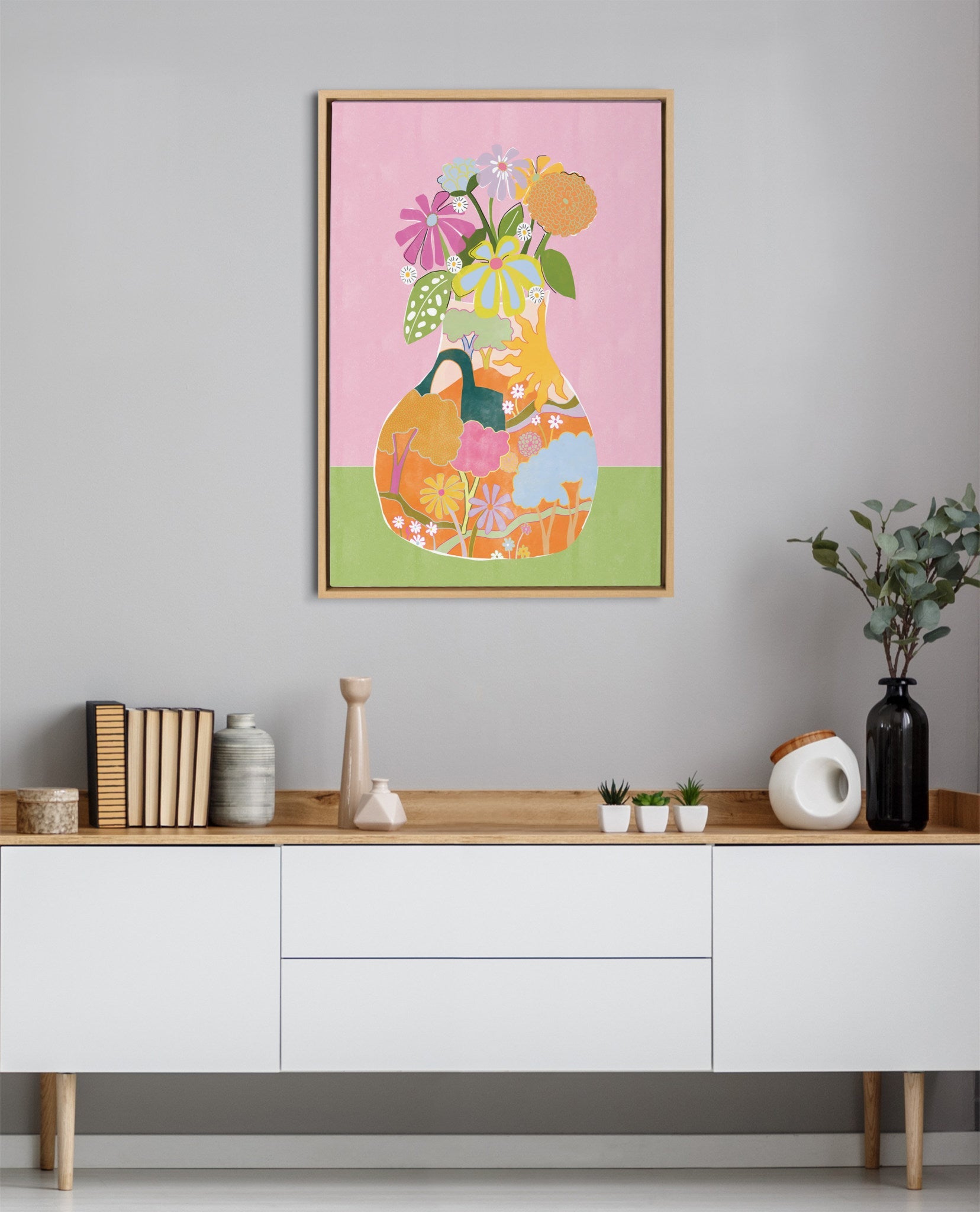Sylvie Miracle Vase Framed Canvas by kateandlaurel - product image 7 for Resin Society