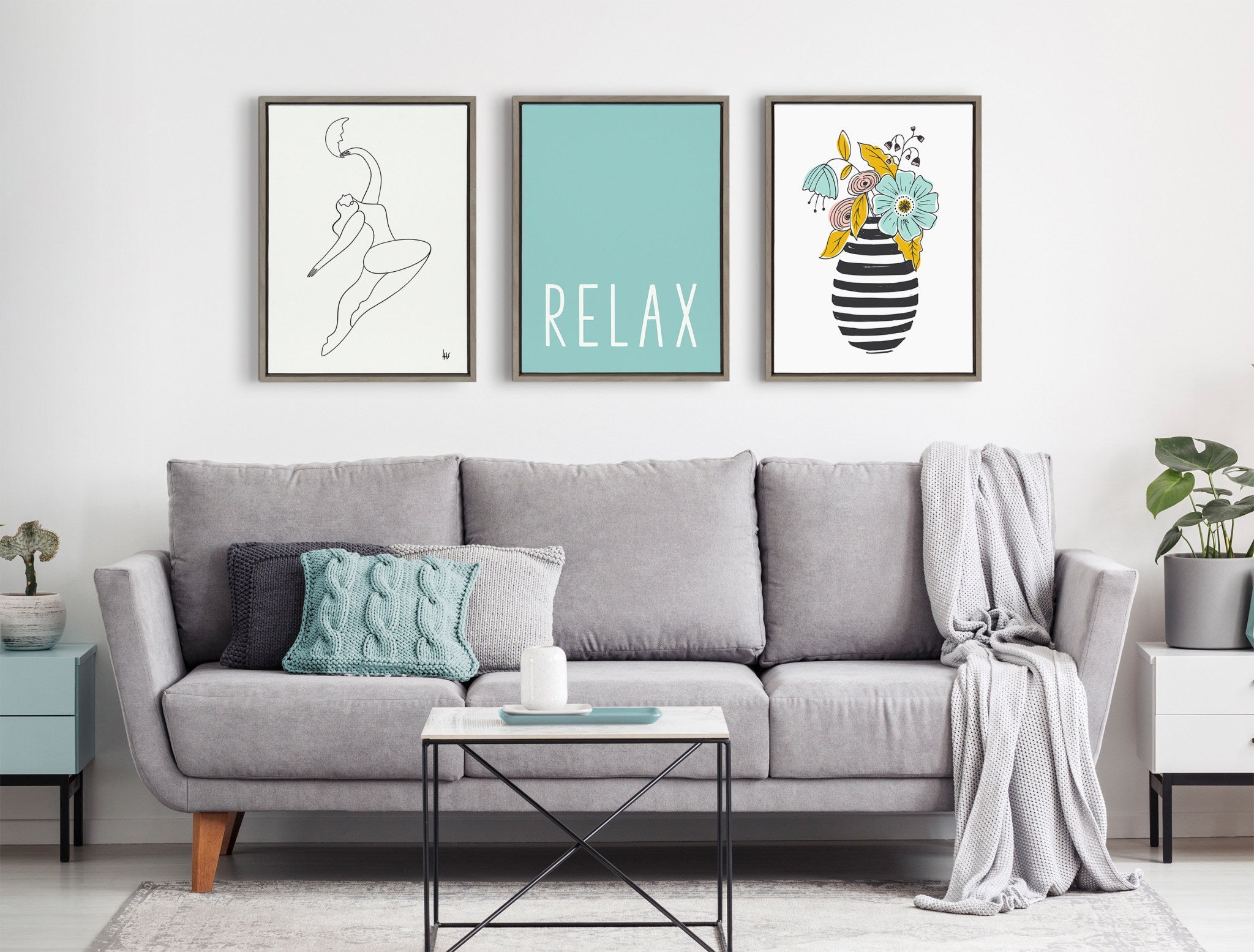 Sylvie Relax in Pale Teal Framed Canvas by kateandlaurel - product image 8 for Resin Society