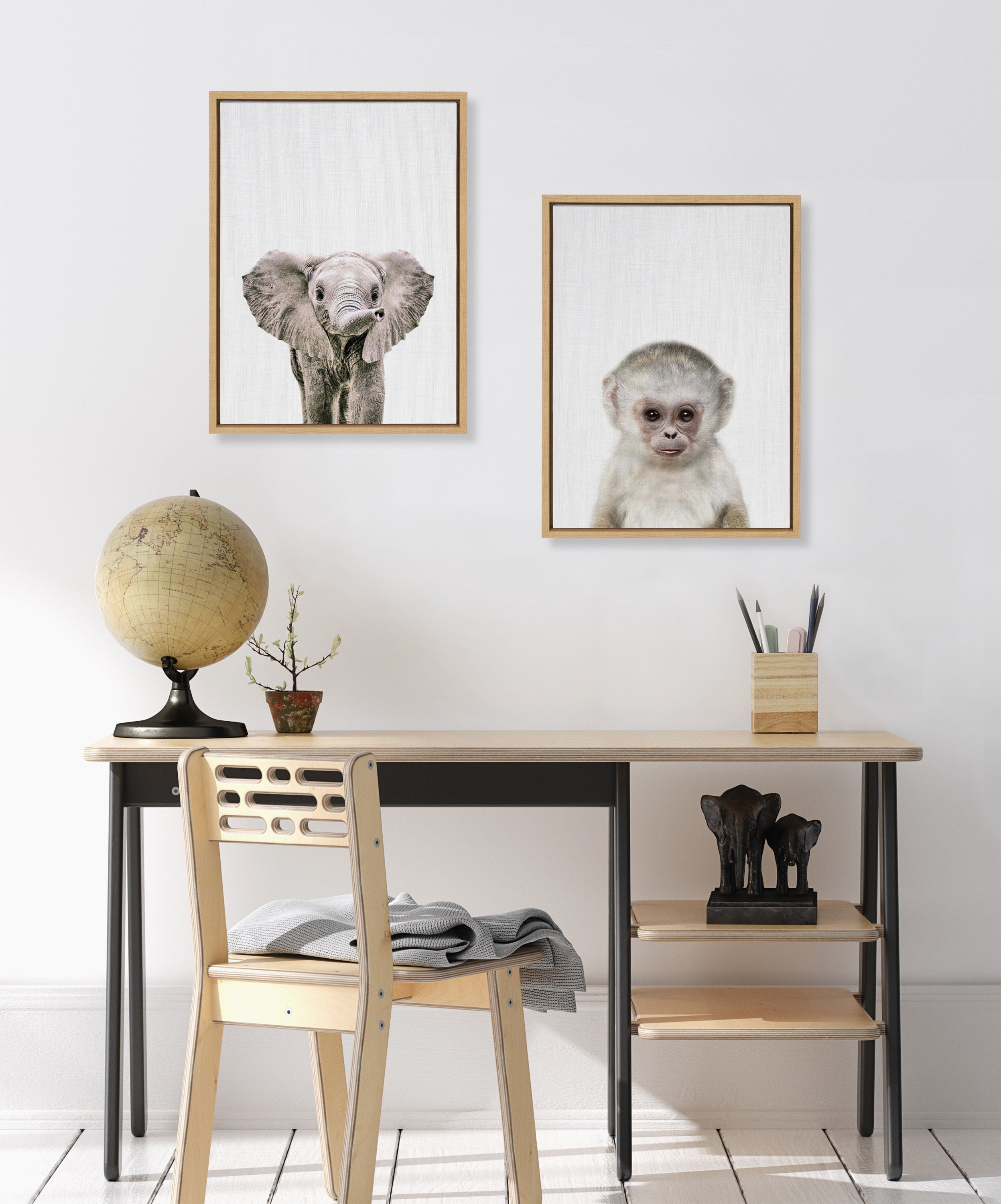 Sylvie Monkey Color Framed Canvas by kateandlaurel - product image 5 for Resin Society