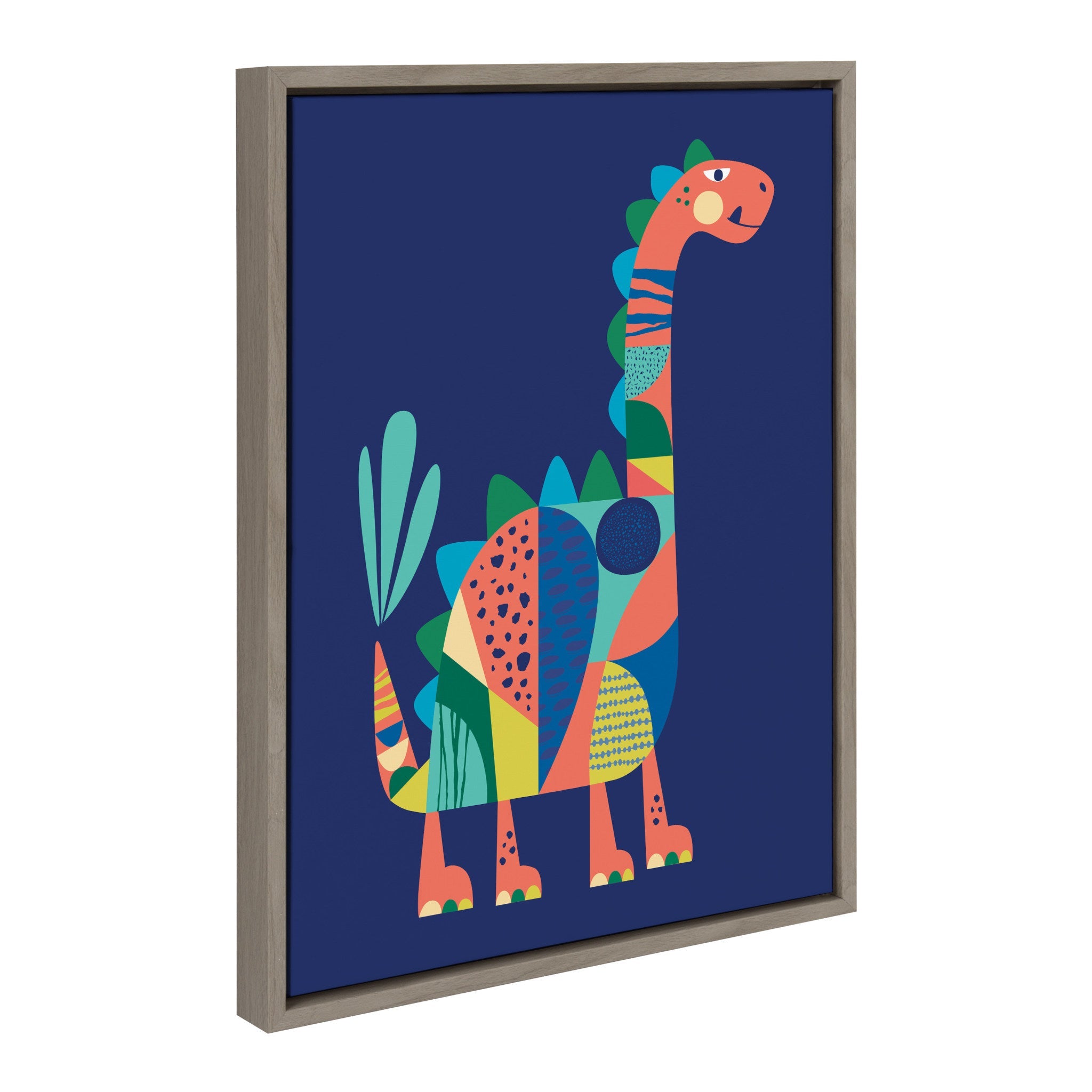 Sylvie Mid Century Modern Dino Blue Framed Canvas by kateandlaurel - product image 2 for Resin Society