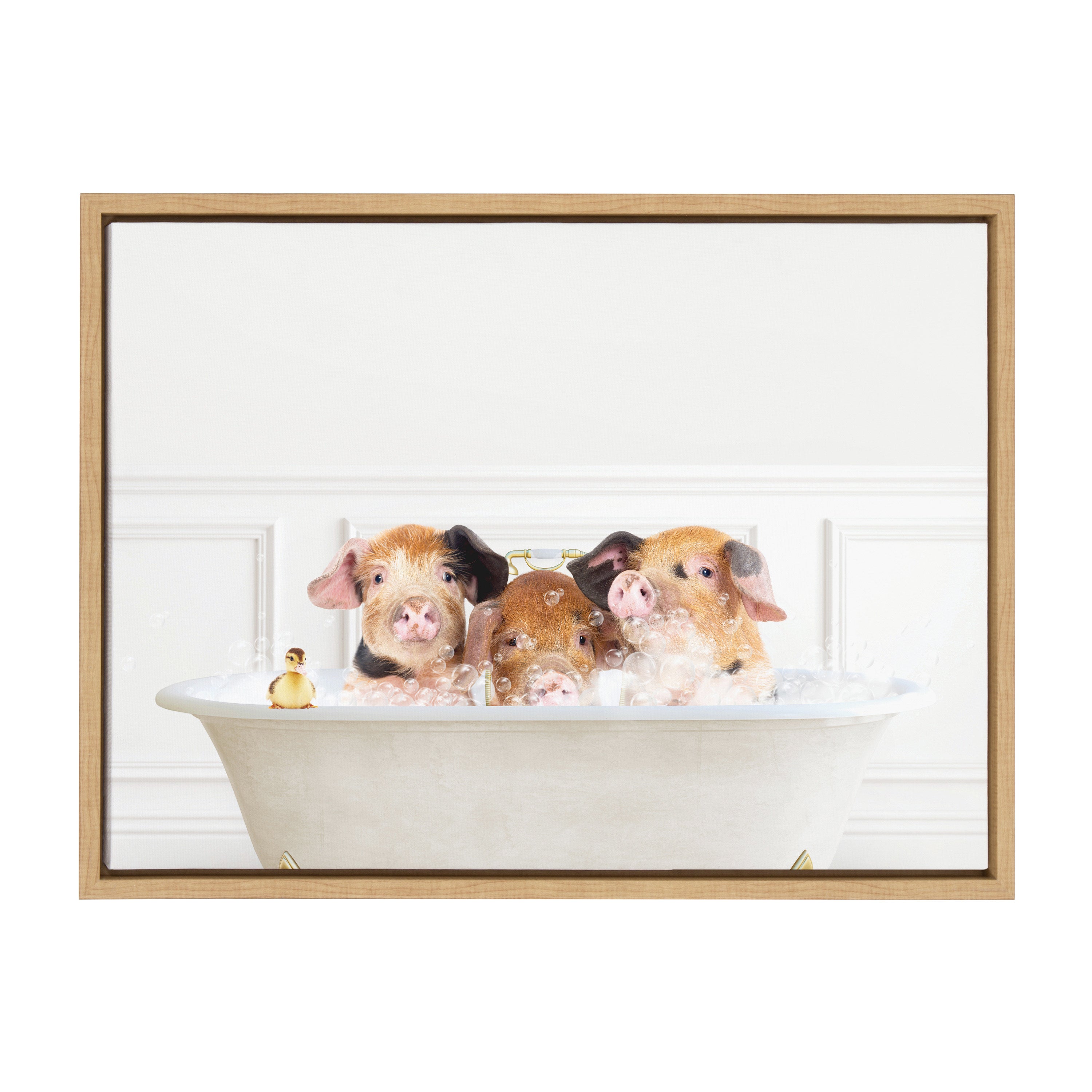 Sylvie Three Pigs In Bubble Bath Neutral Style Framed Canvas by kateandlaurel - product image 2 for Resin Society