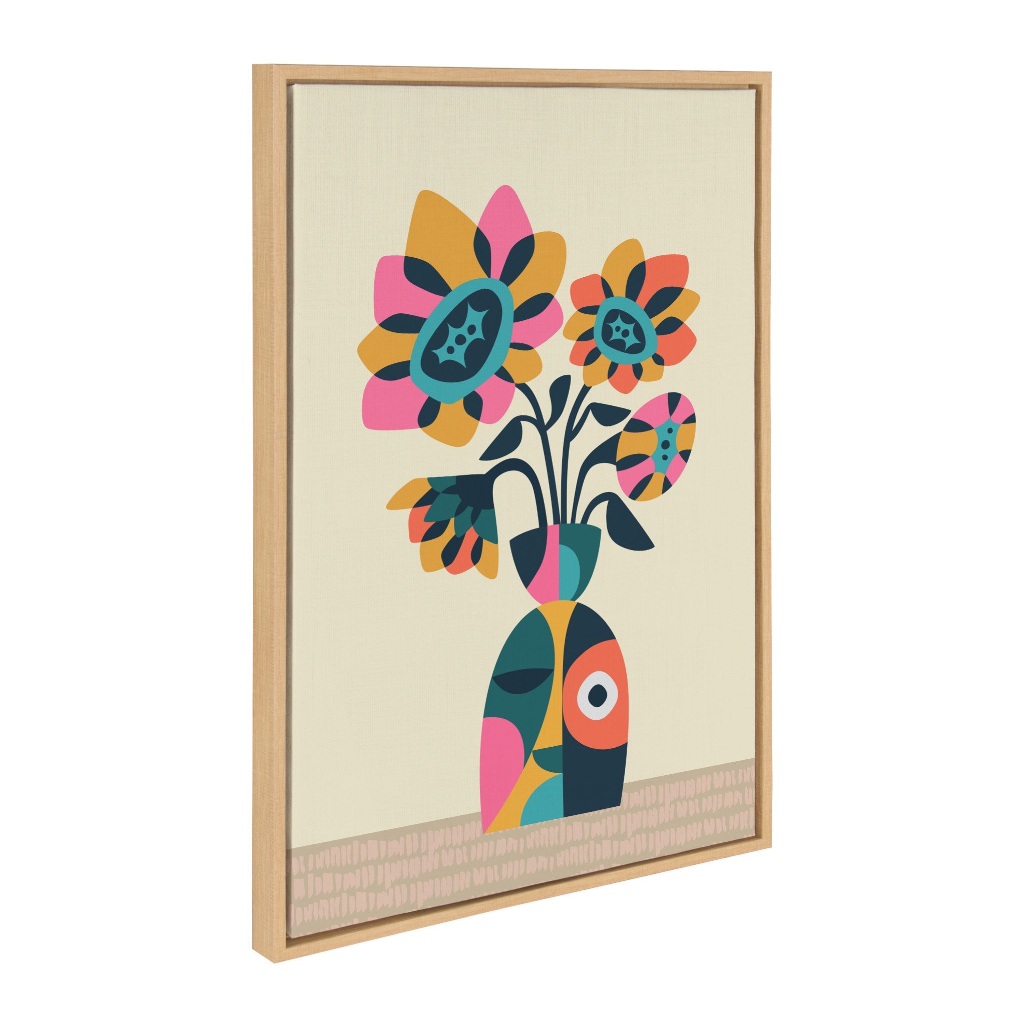 Sylvie Mid Century Modern Sunflowers Framed Canvas by kateandlaurel - product image 2 for Resin Society