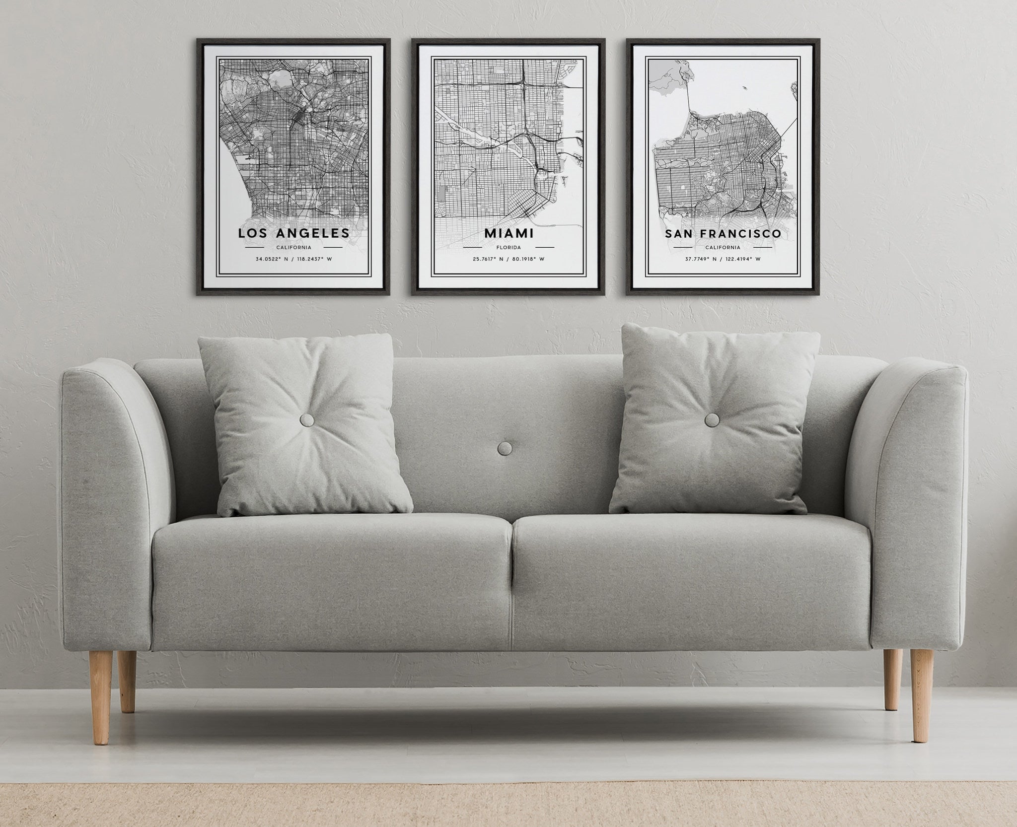 Sylvie Los Angeles Modern Map Framed Canvas by kateandlaurel - product image 7 for Resin Society