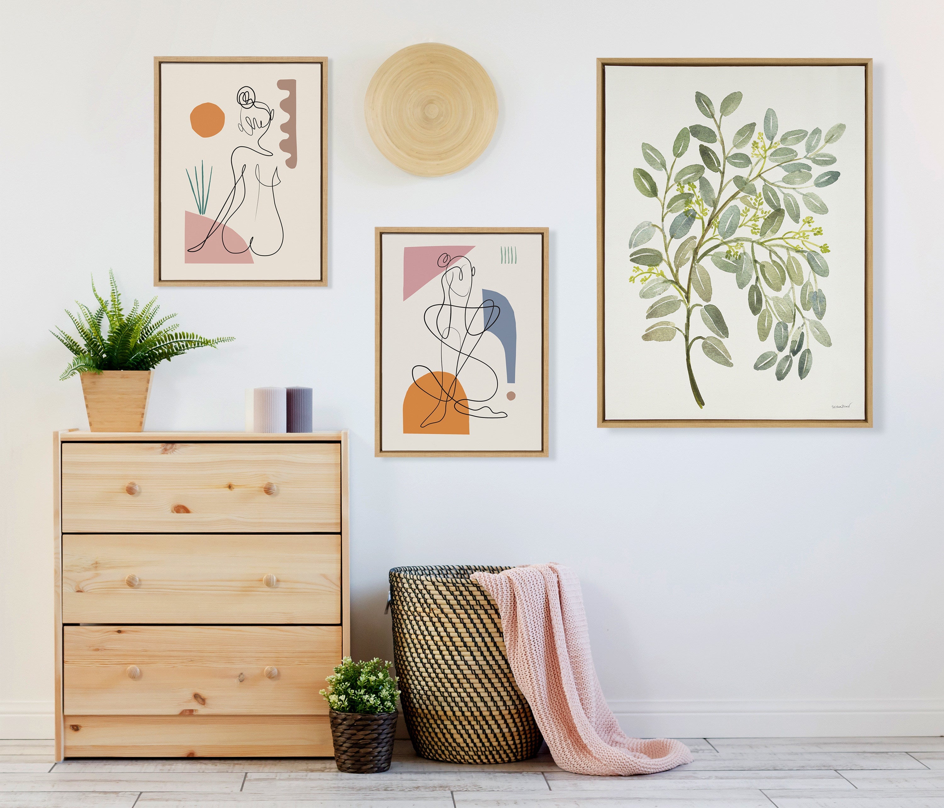 Sylvie Pale Leaves Framed Canvas by kateandlaurel - product image 5 for Resin Society