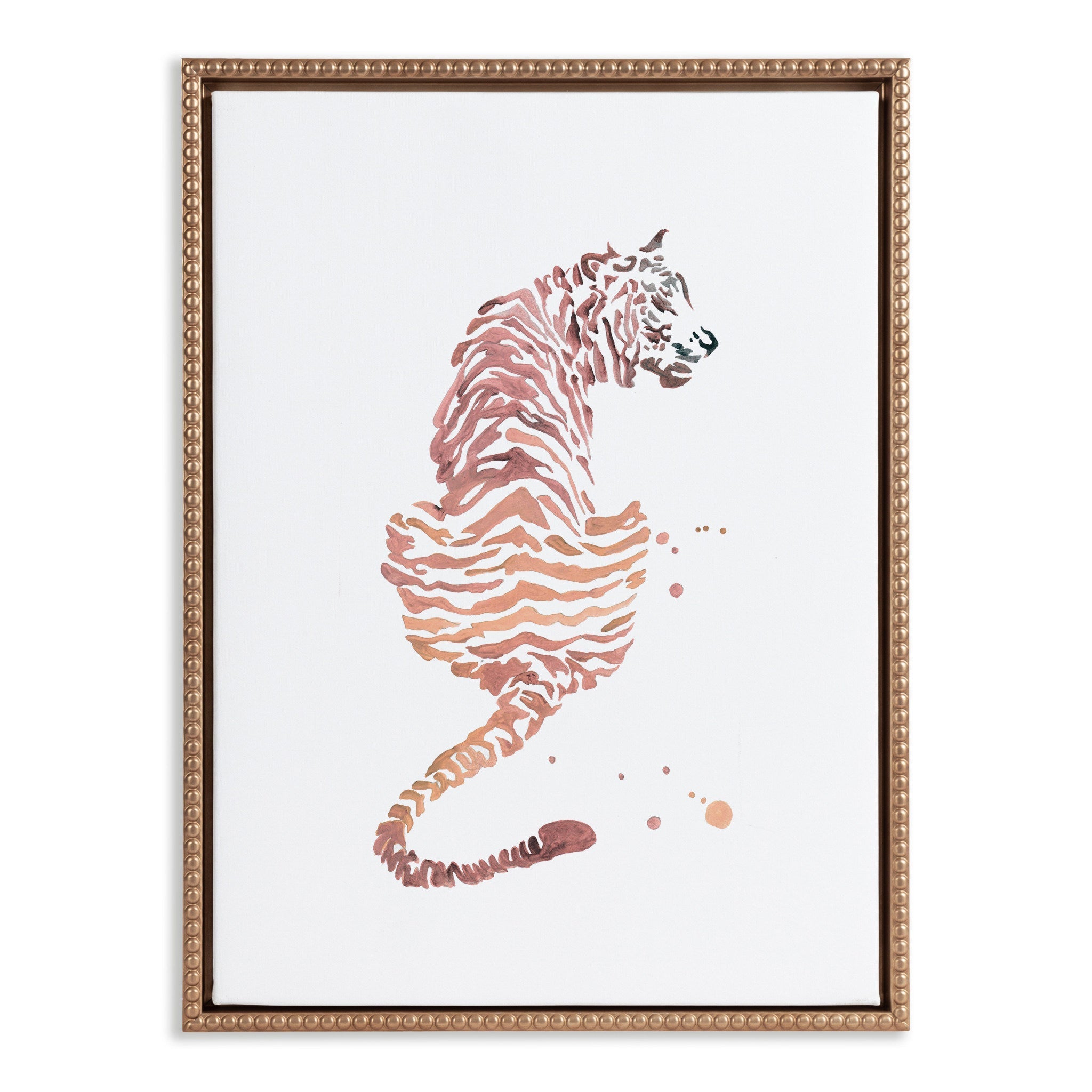Sylvie Beaded Boho Tiger Framed Canvas by Viola Kreczmer