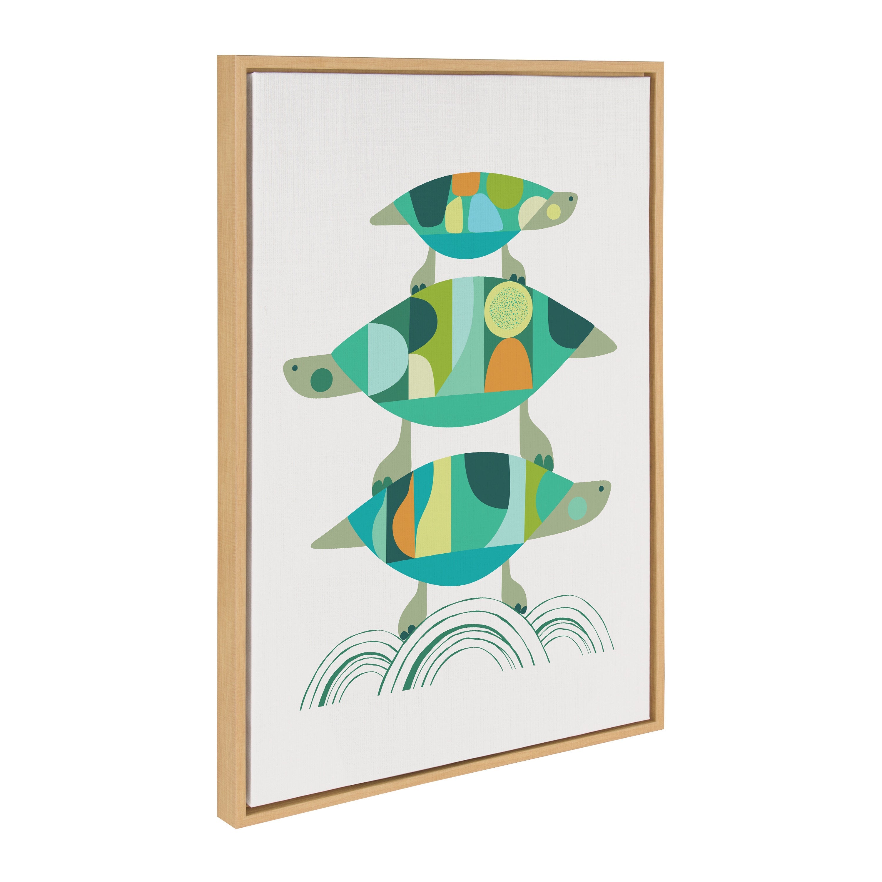 Sylvie Turtle Family colorful framed canvas art by Rachel Lee
