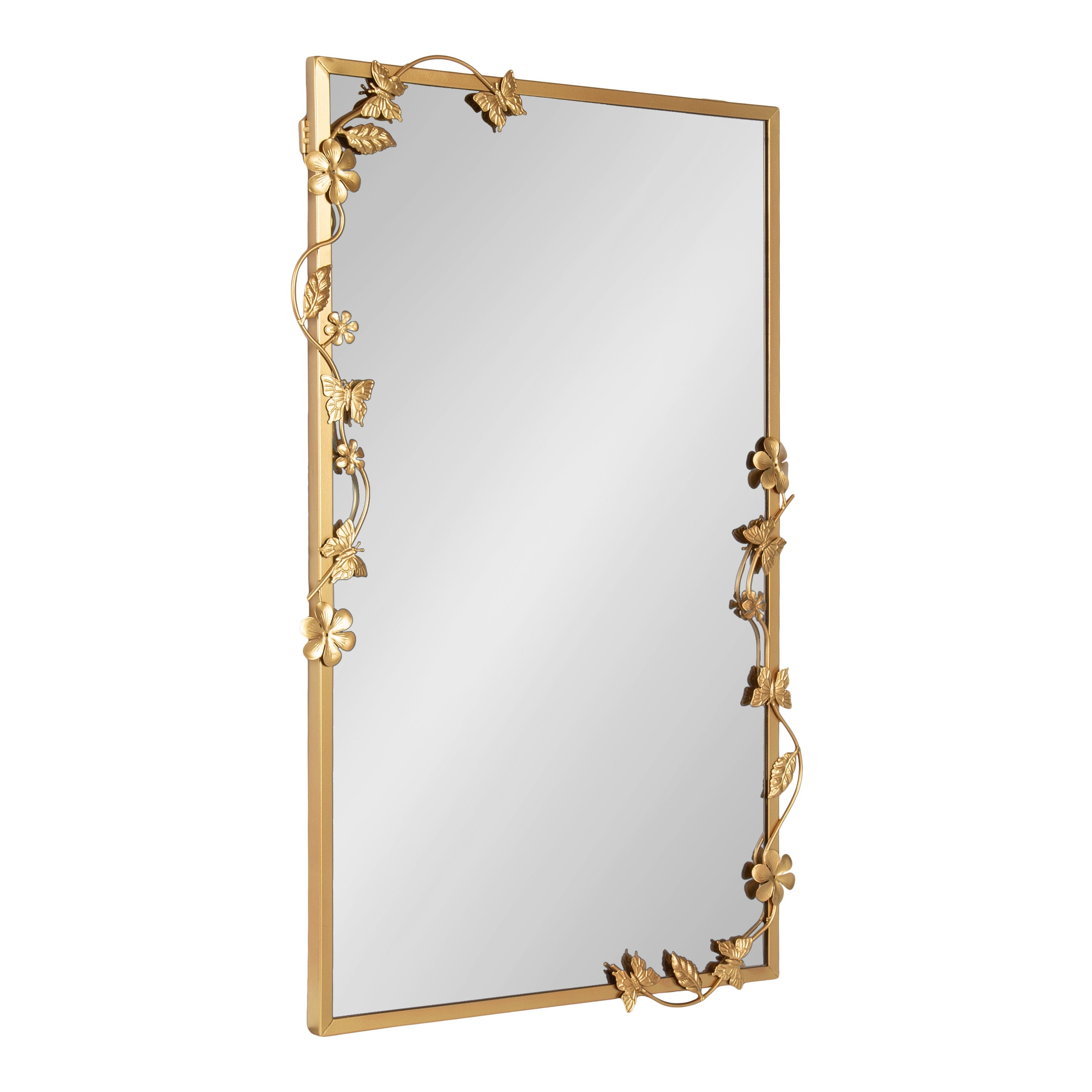 Rosella Floral Rectangular Mirror with metal floral and butterfly details
