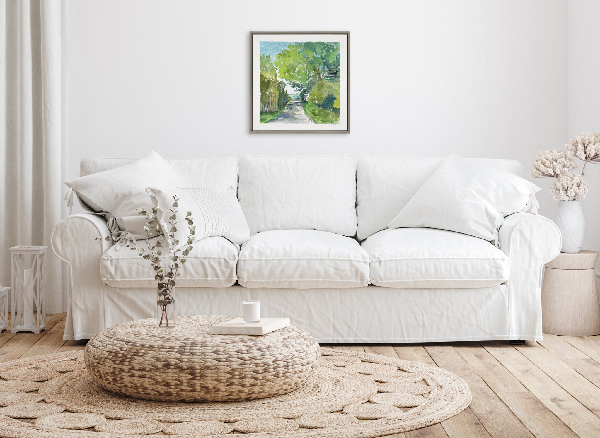 Sylvie The Lane and Sea Framed Canvas by kateandlaurel - product image 6 for Resin Society