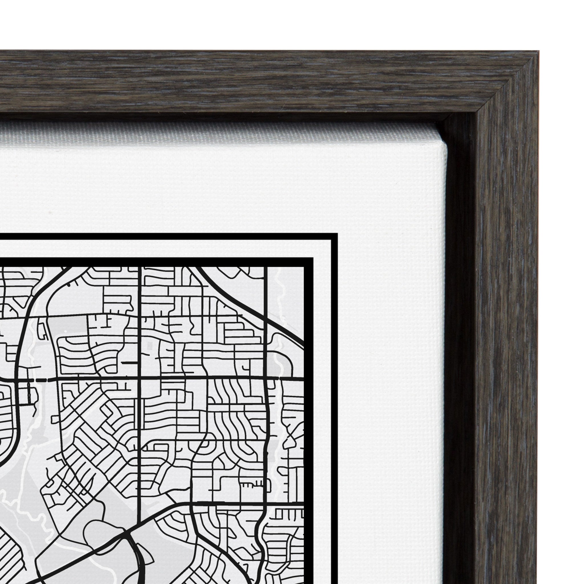 Sylvie Dallas Modern Map Framed Canvas by kateandlaurel - product image 3 for Resin Society