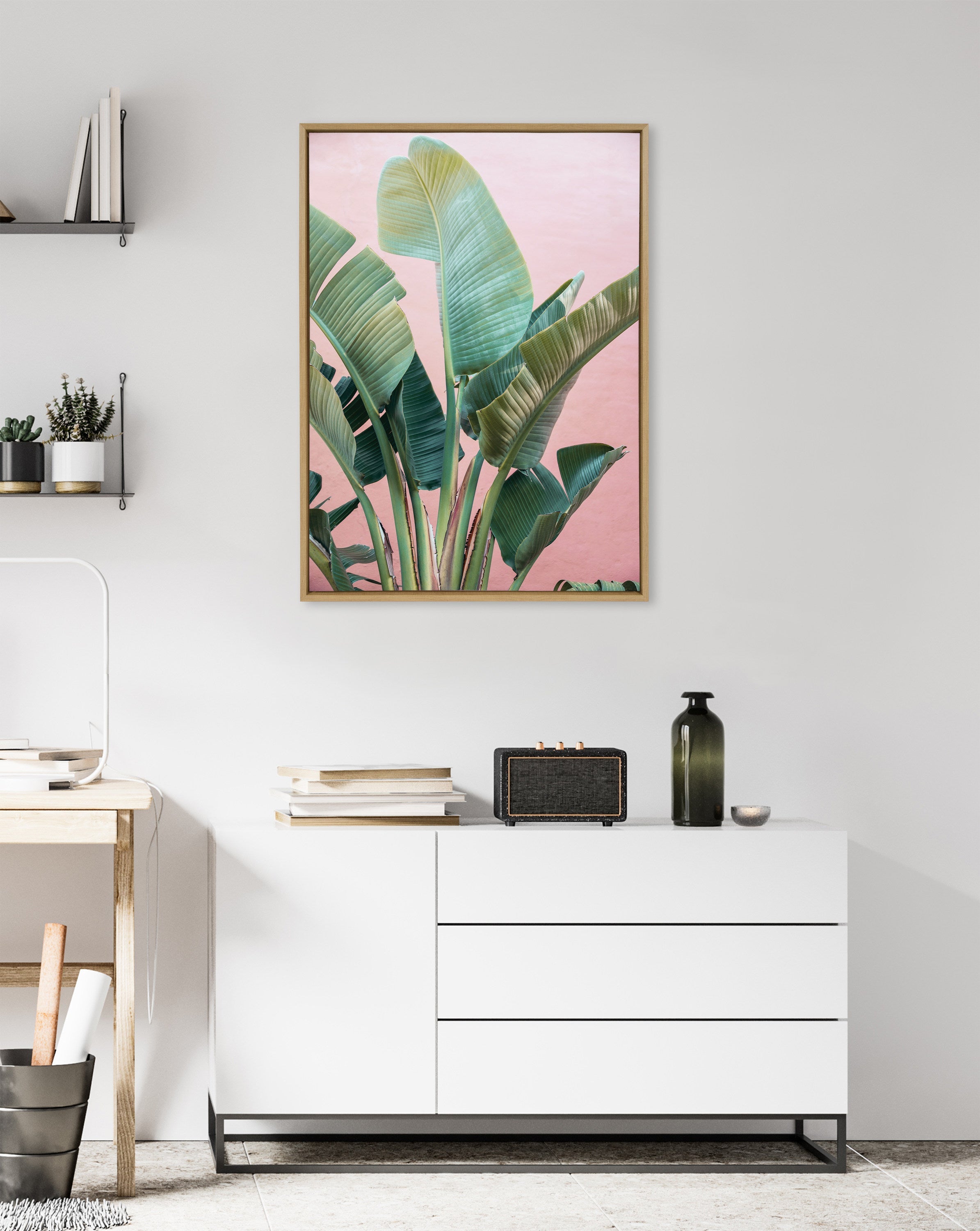 Sylvie Tropic Pink Framed Canvas by Alicia Bock