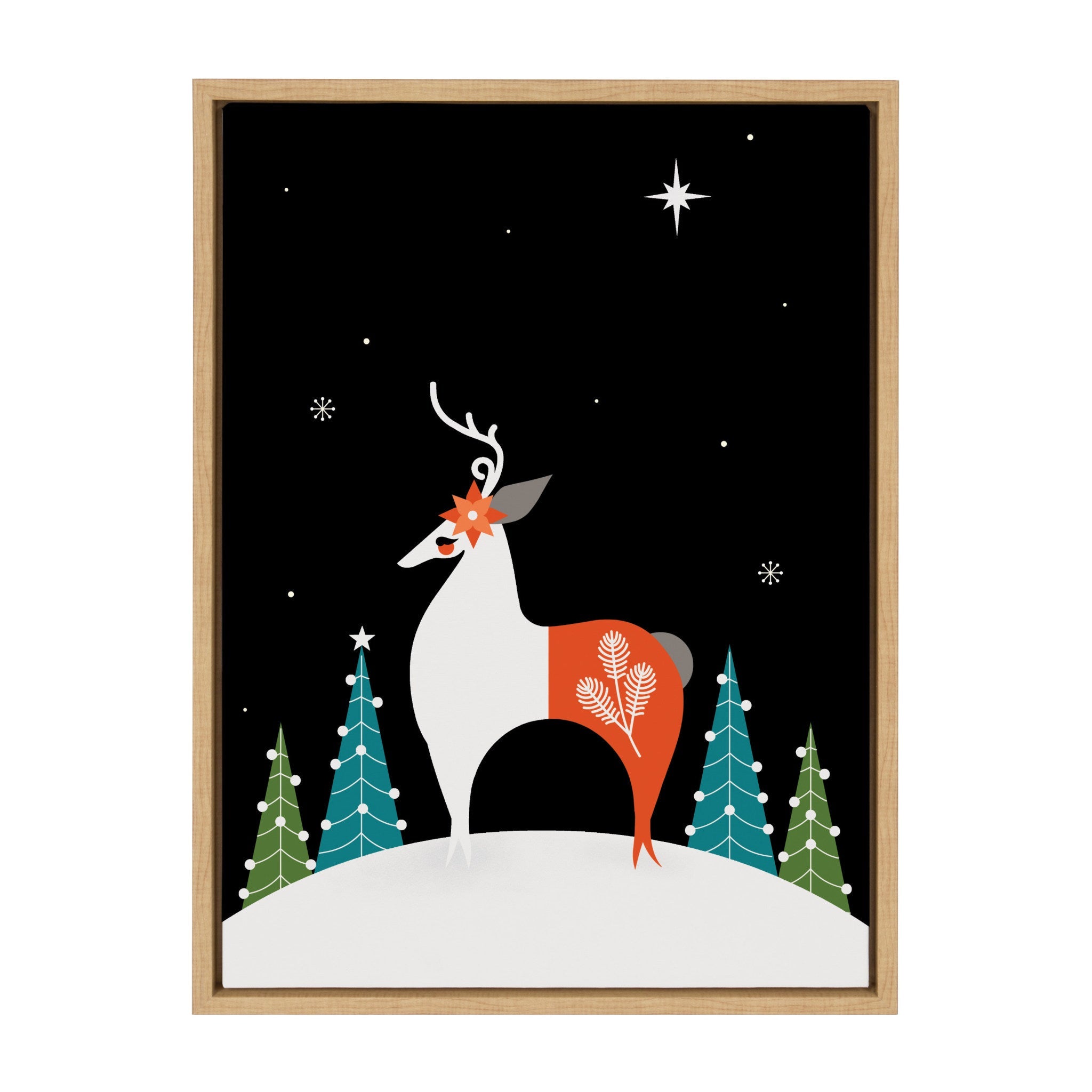 Sylvie Season's Greetings Reindeer Framed Canvas by Amber Leaders Designs